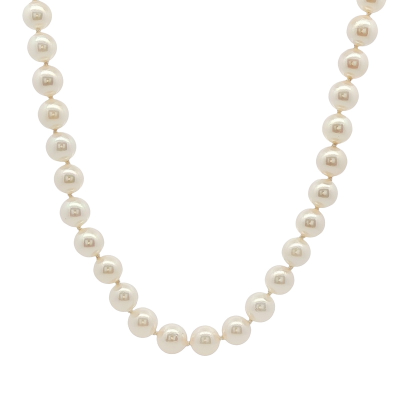 18k Yellow Gold Single Strand Pearl Necklace