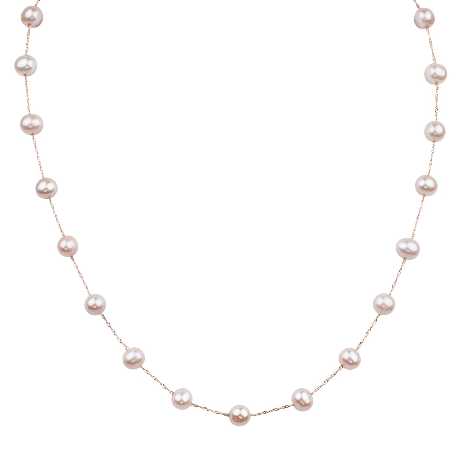 14k Rose Gold Pink Pearl Tin Cup Necklace