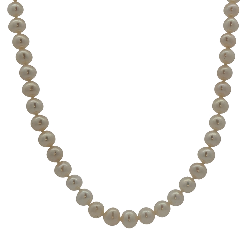 14k Yellow Gold Single Strand Pearl Necklace