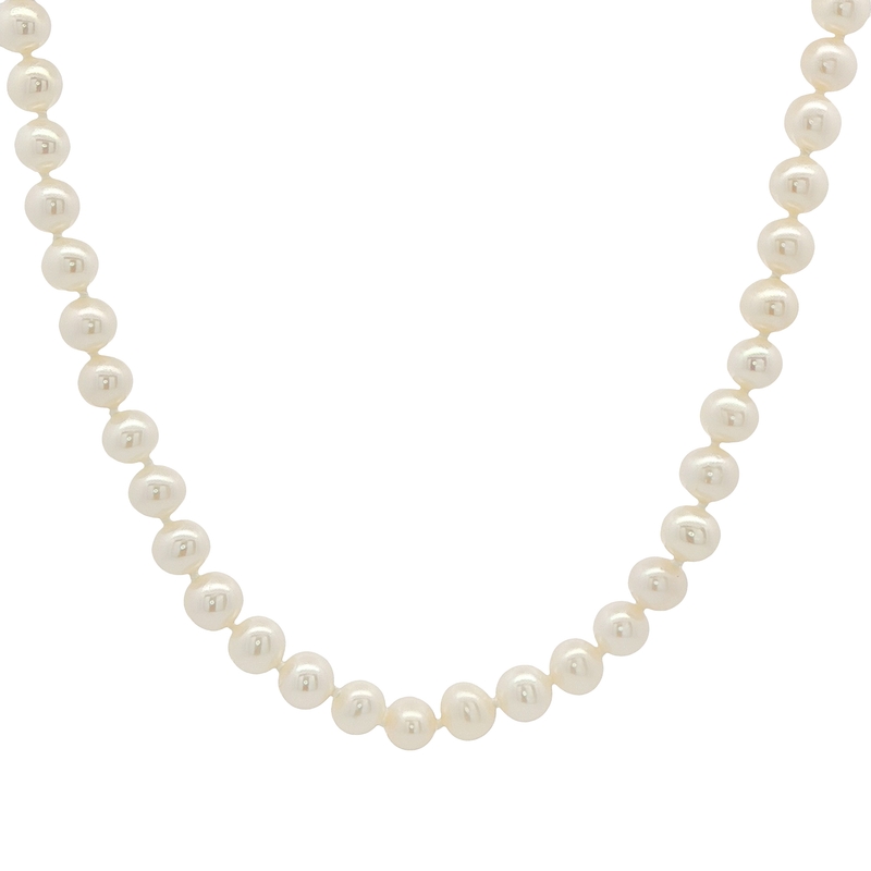 14k Yellow Gold Single Strand Pearl Necklace