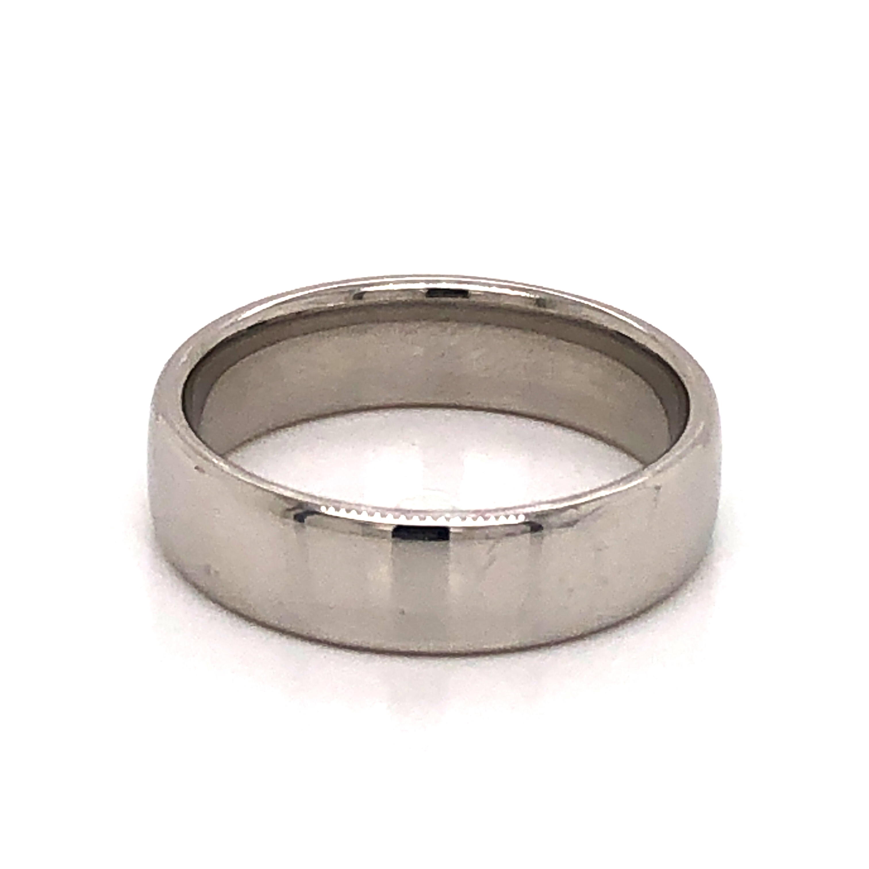 Platinum Polish Plain Wedding Band 
Mm Width: 5