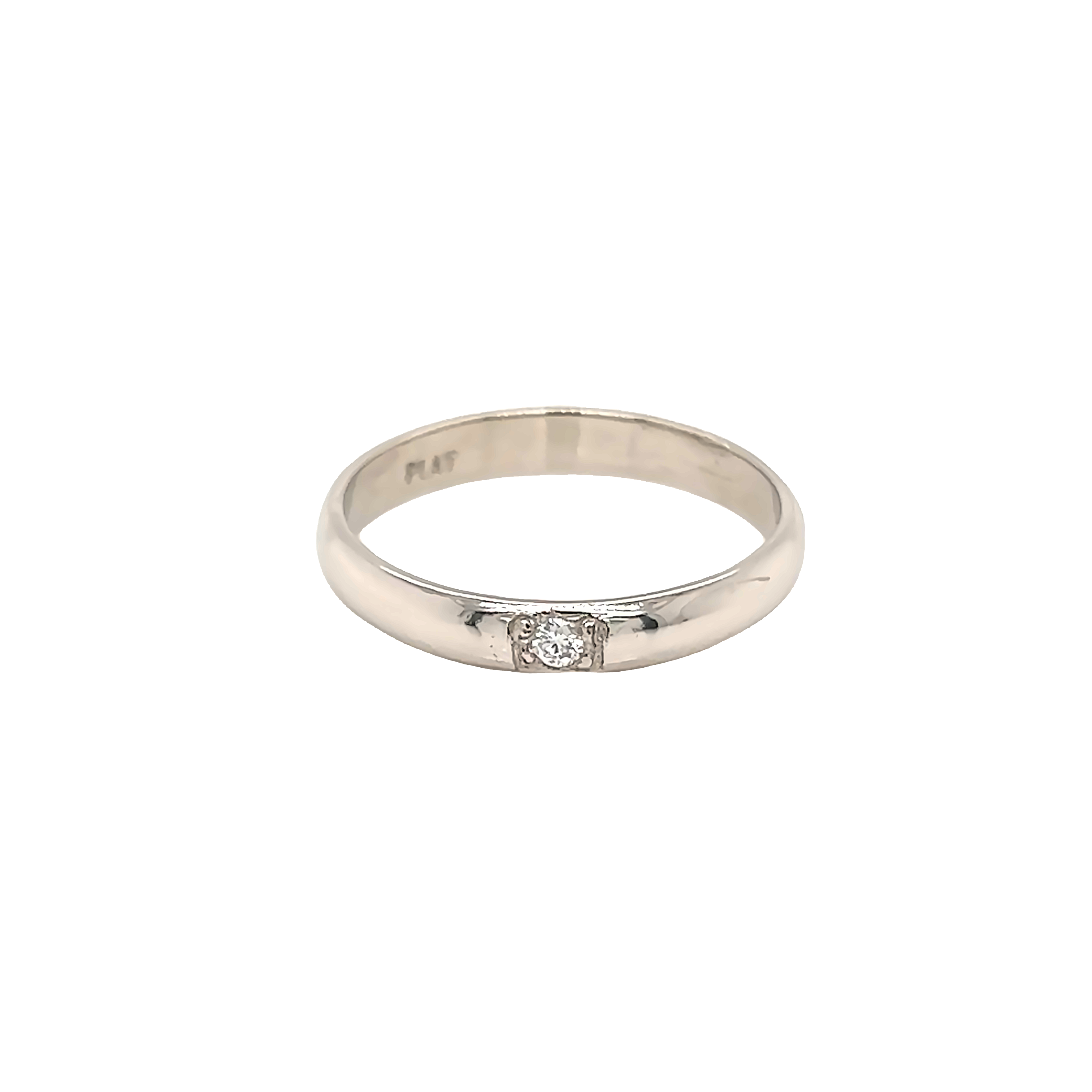 Platinum 3mm Band &  One 0.03ct Round Brilliant Diamond