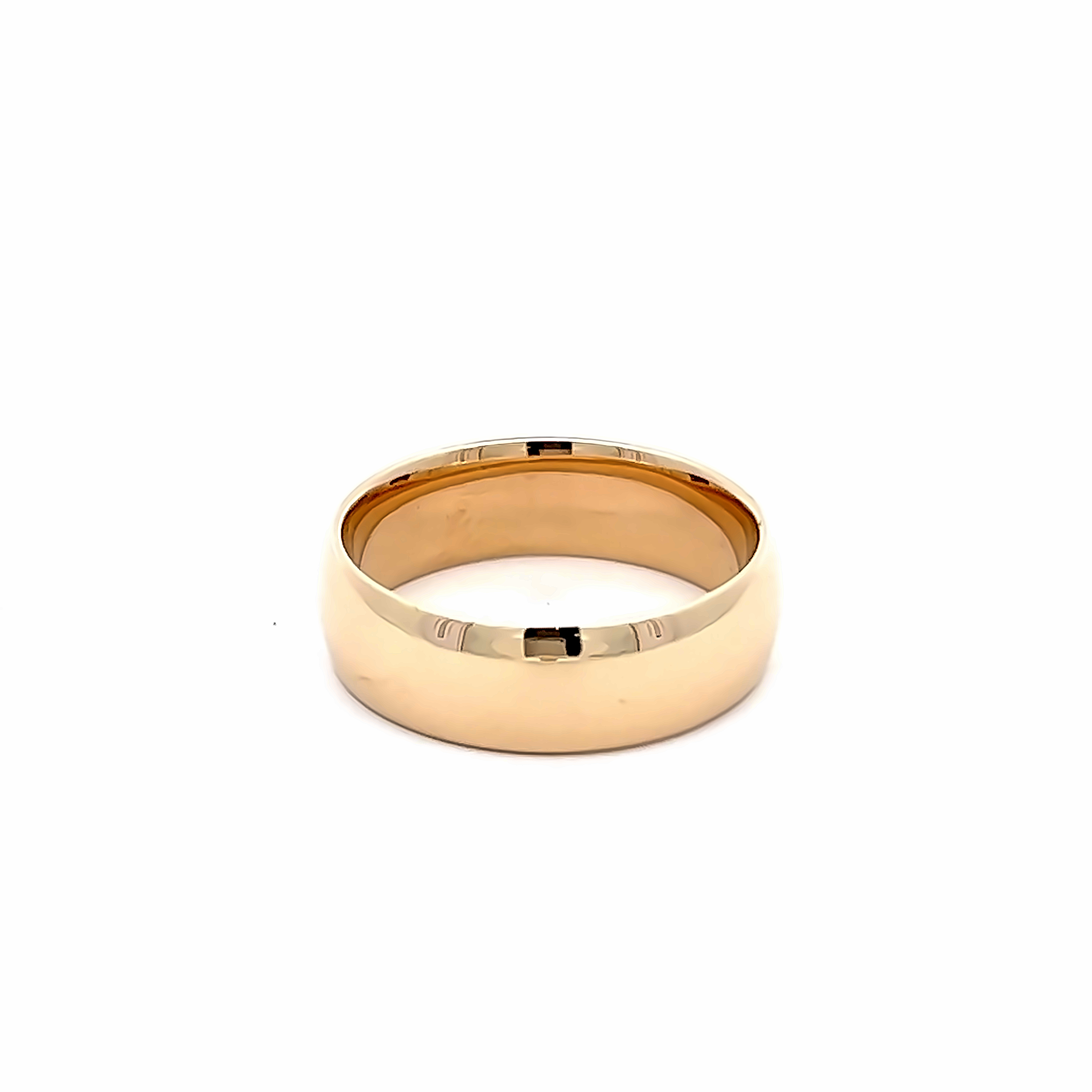 Yellow 14 Karat Plain Half Round Wedding Band Mm Width: 7