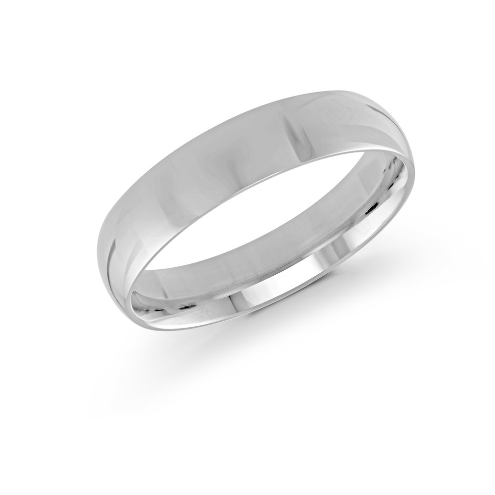 14 karat white gold 5mm band.  Size 10