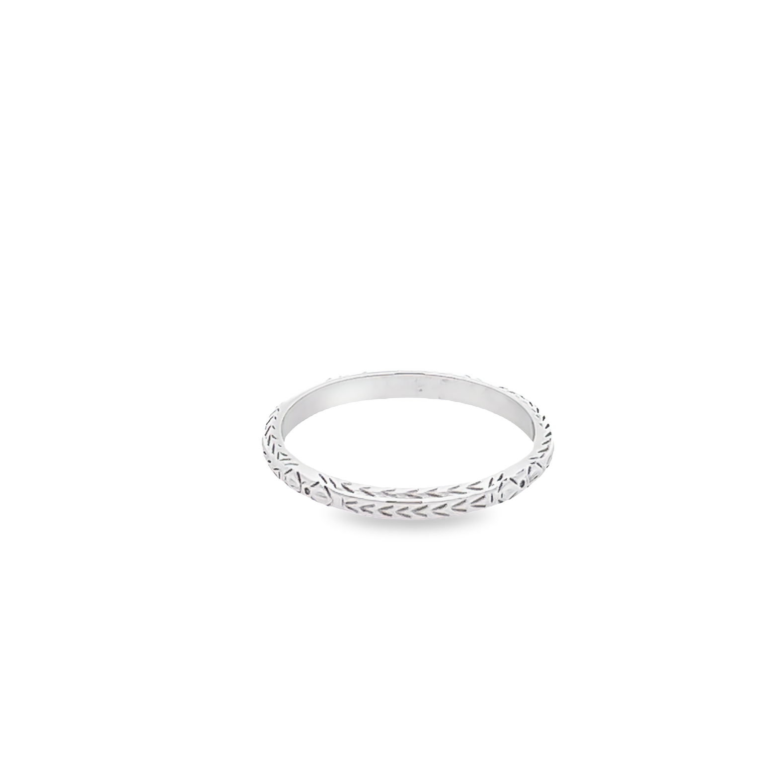 3mm 18k White Gold Filgree Wedding Band