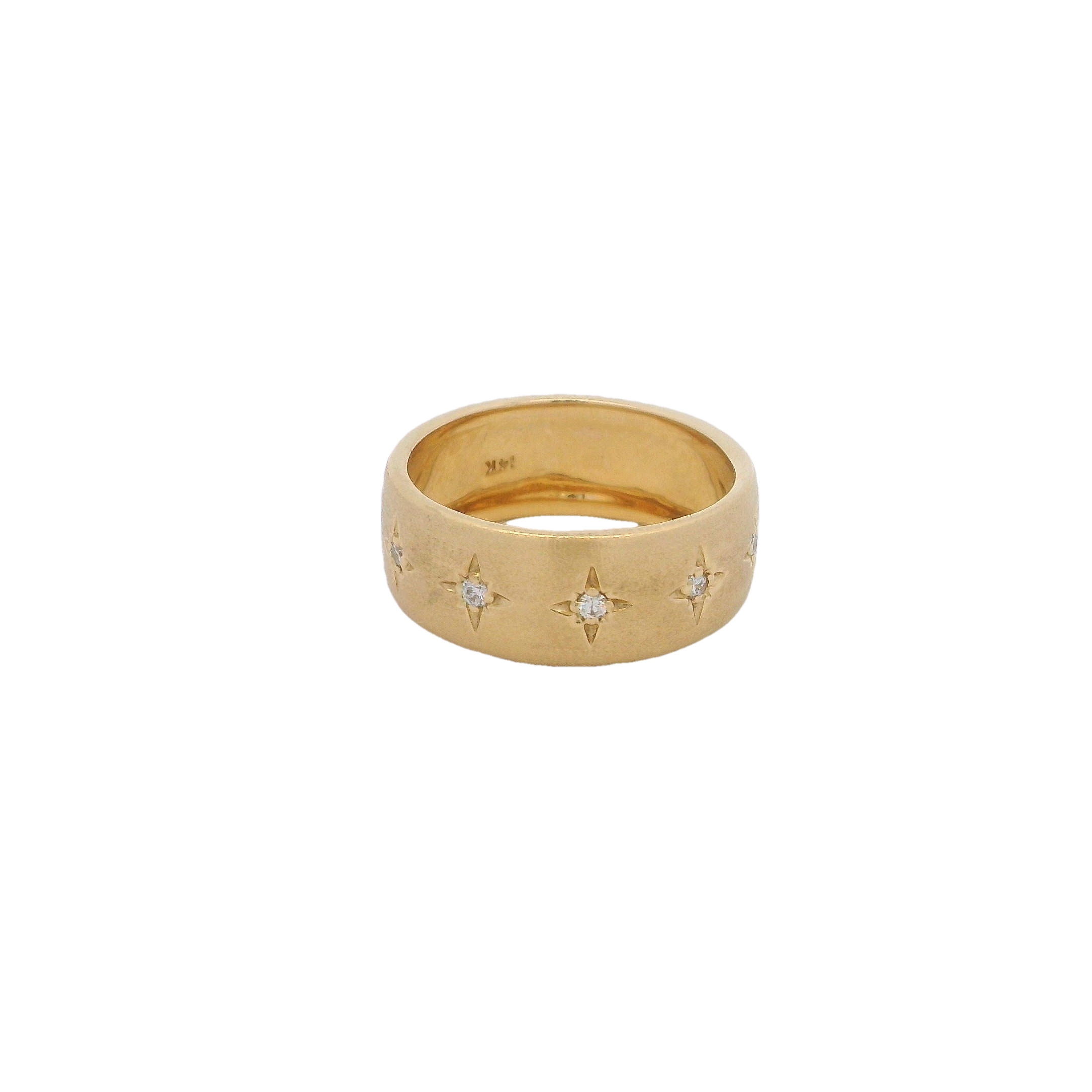 14k Yellow Gold Diamond Star Ring