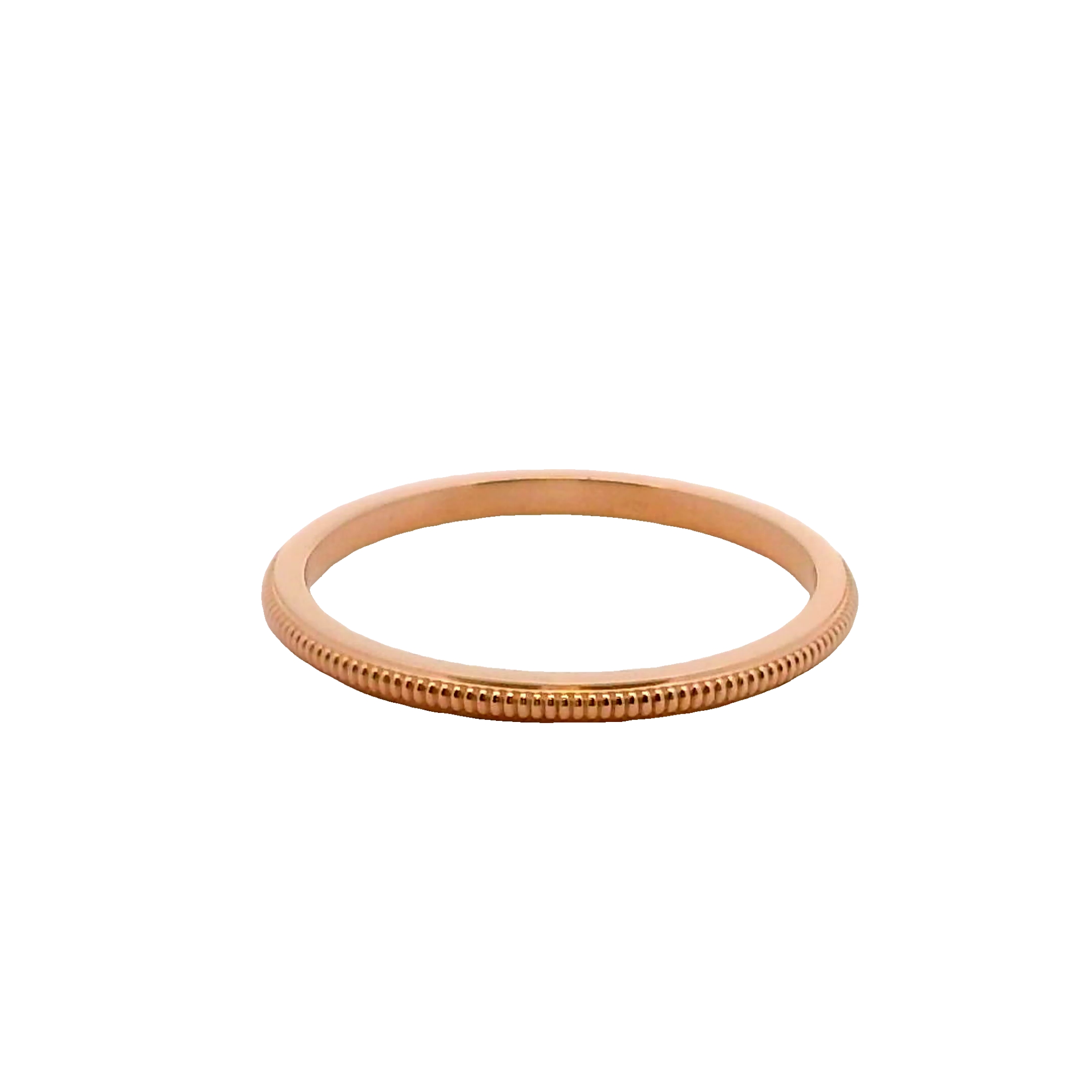 14k Rose Gold 1.5mm Raised Millgrain Wedding Band