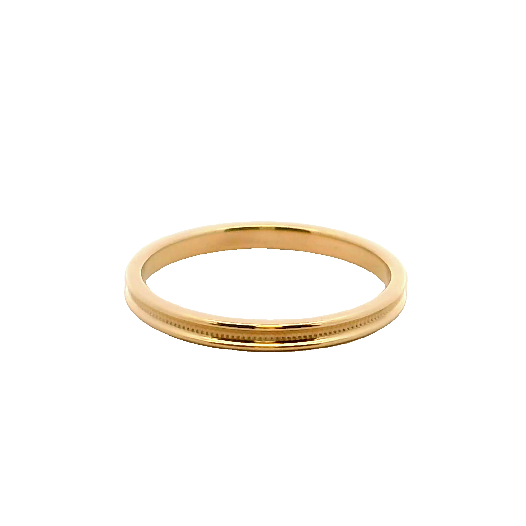 14k Yellow Gold 2mm Recessed Millgrain Wedding Band