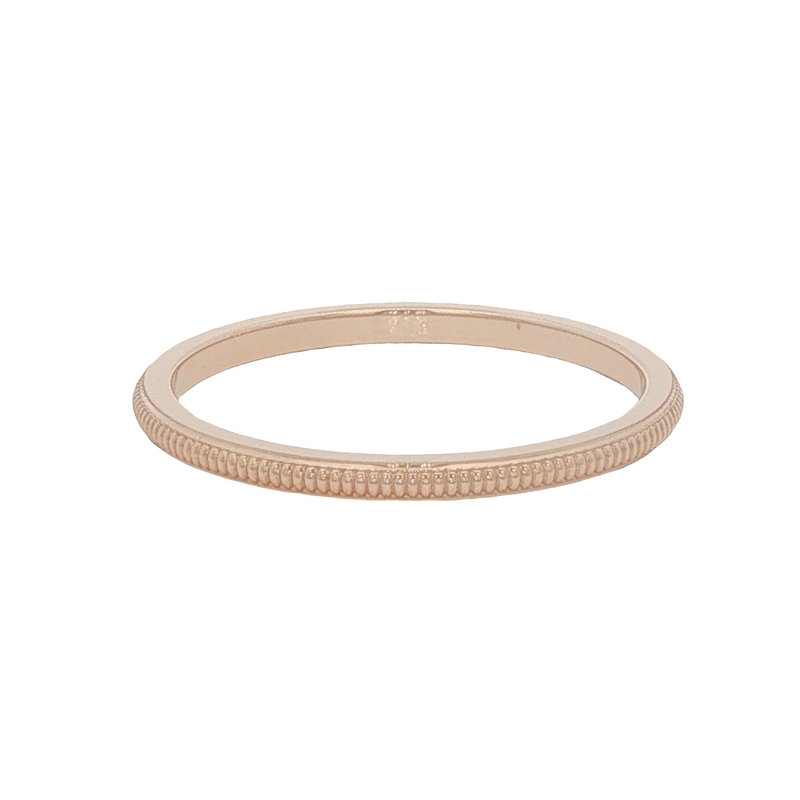 14k Rose Gold Raised Milgrain Wedding Band