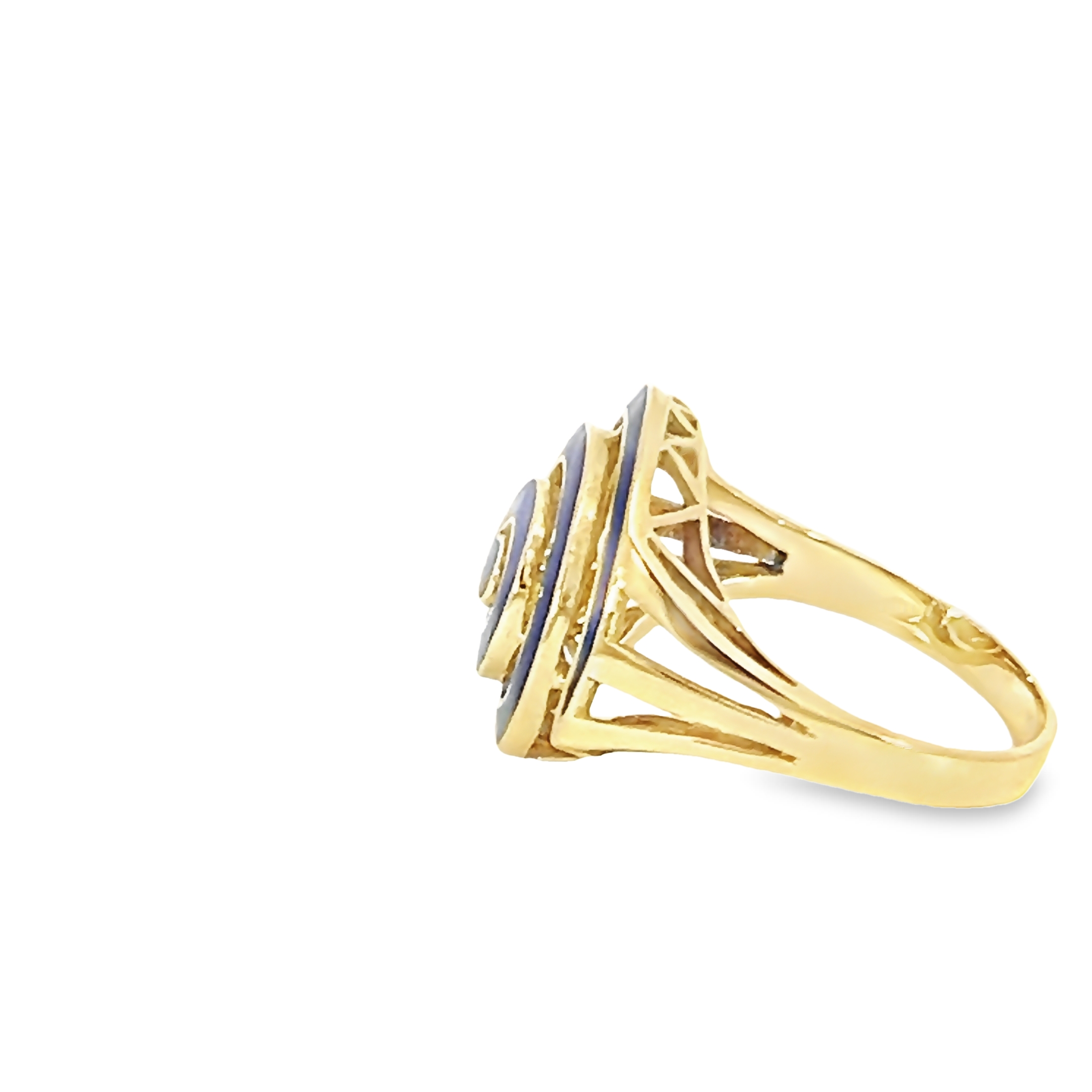 14k Yellow Gold Enameled Swirl Ring