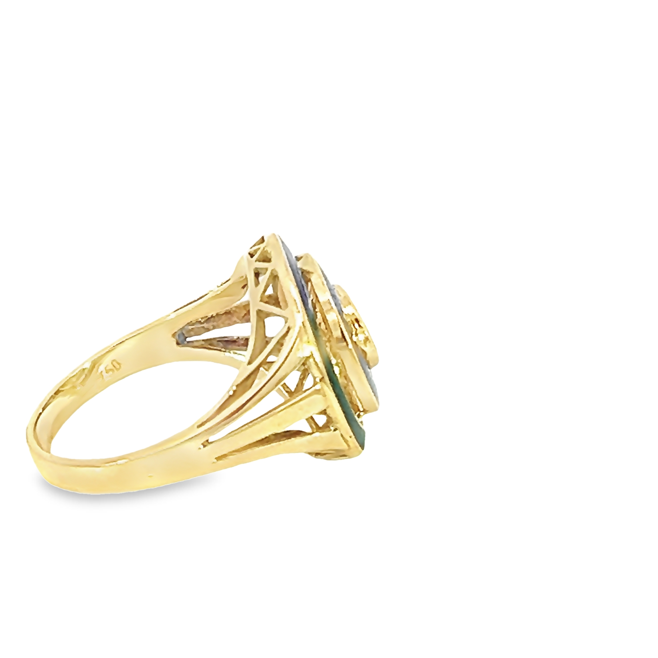 14k Yellow Gold Enameled Swirl Ring