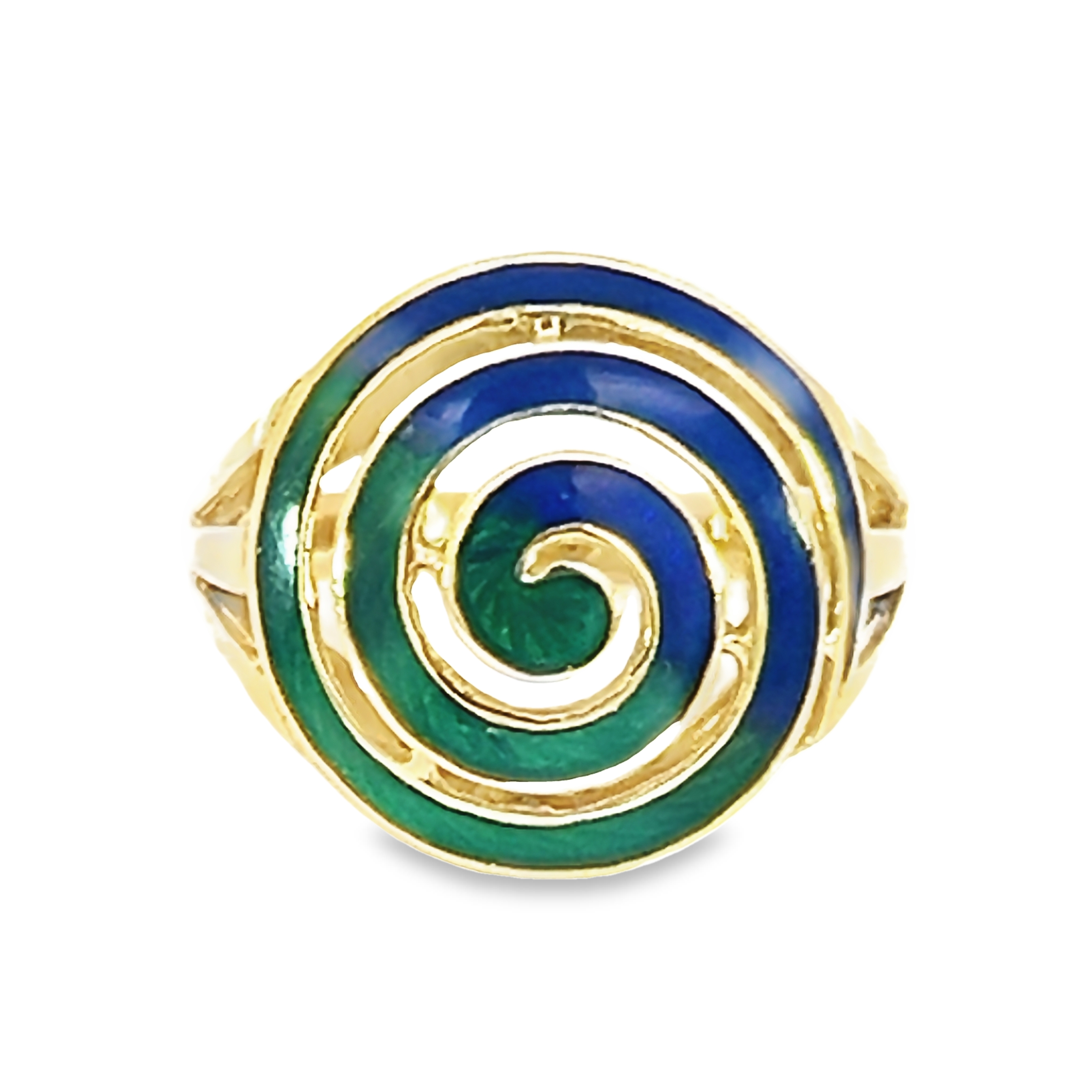 14k Yellow Gold Enameled Swirl Ring