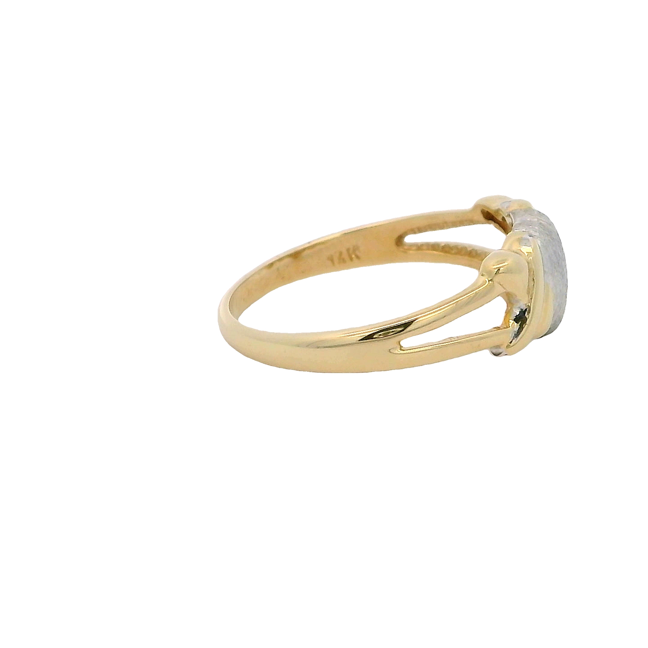 14k Two-toned Heart Shaped Band