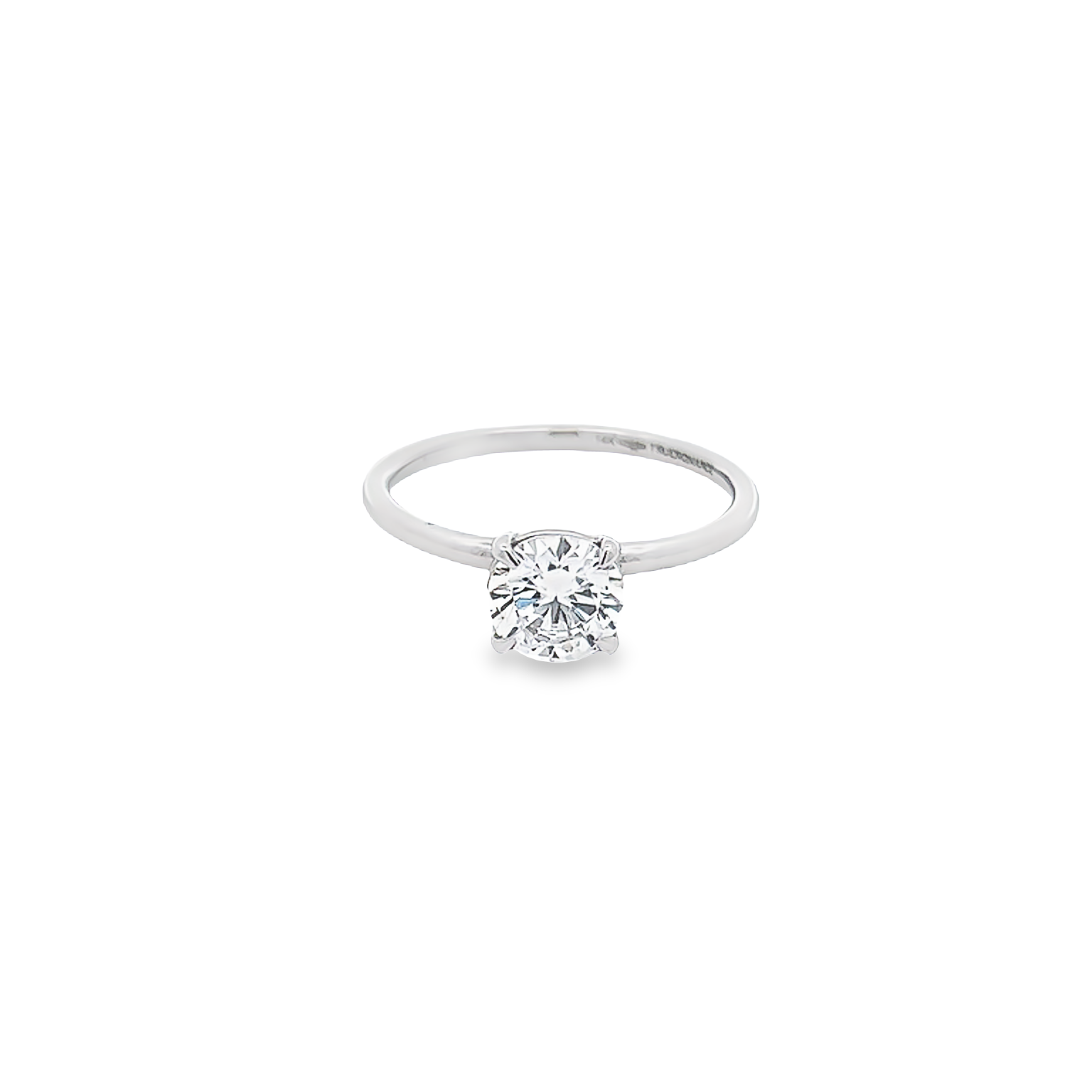 14 Karat white gold solitaire semi mount engagement ring. Size 7