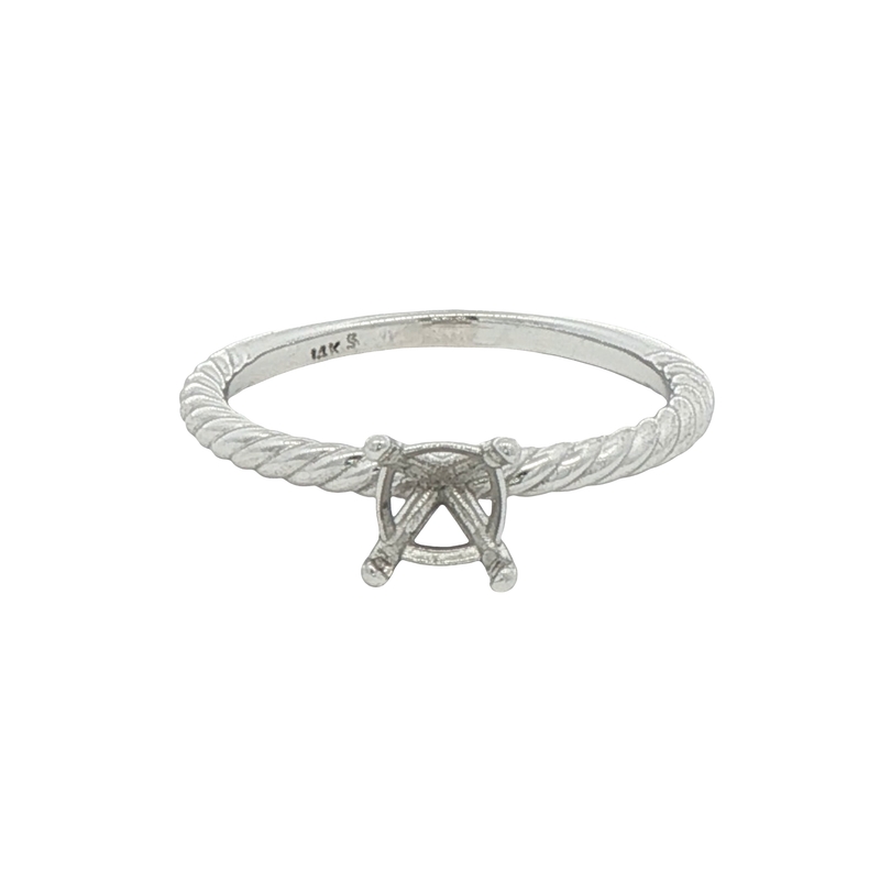14k White Gold Rope Solitaire Engagement Ring