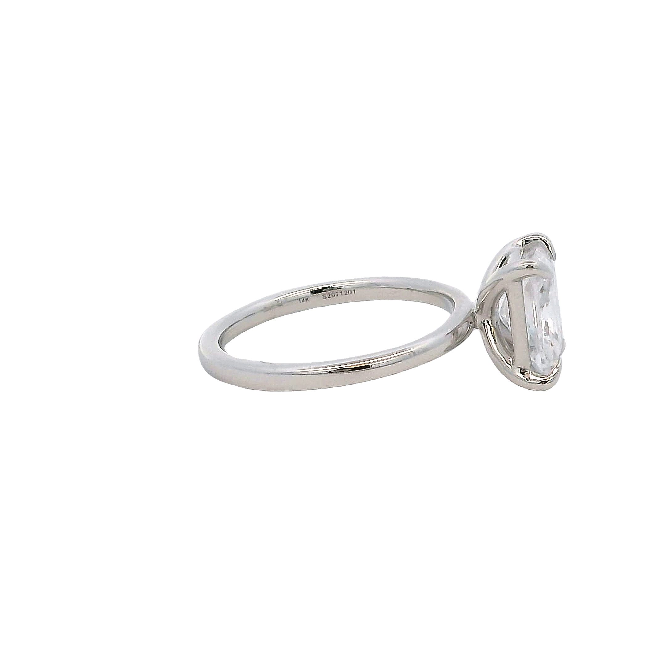 Lady's White 14 Karat Solitaire- No Accents Soltiaire Engagement Rings Size 6.5