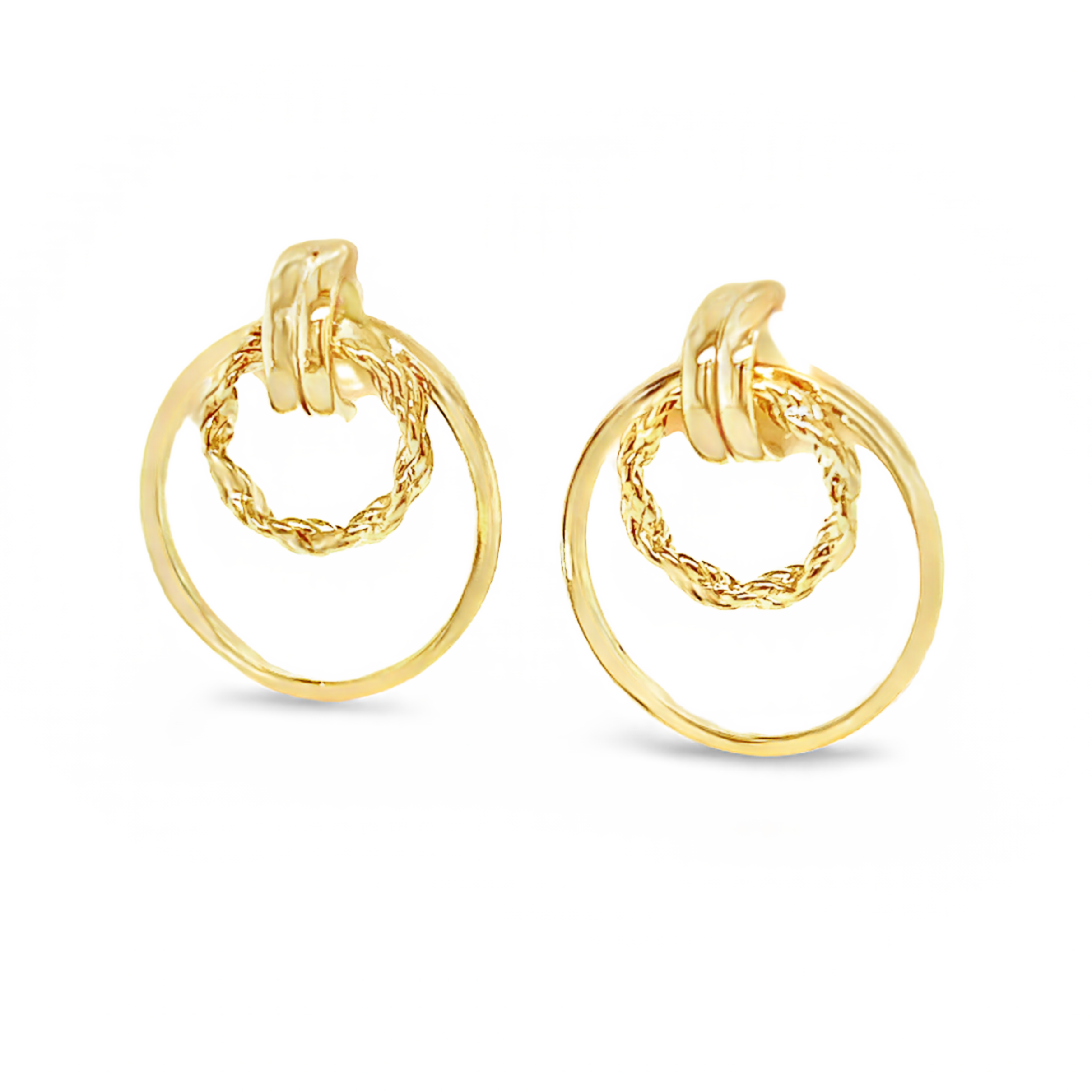 Lady's Yellow 14 Karat Double Hoop Earrings - 001-425-01055