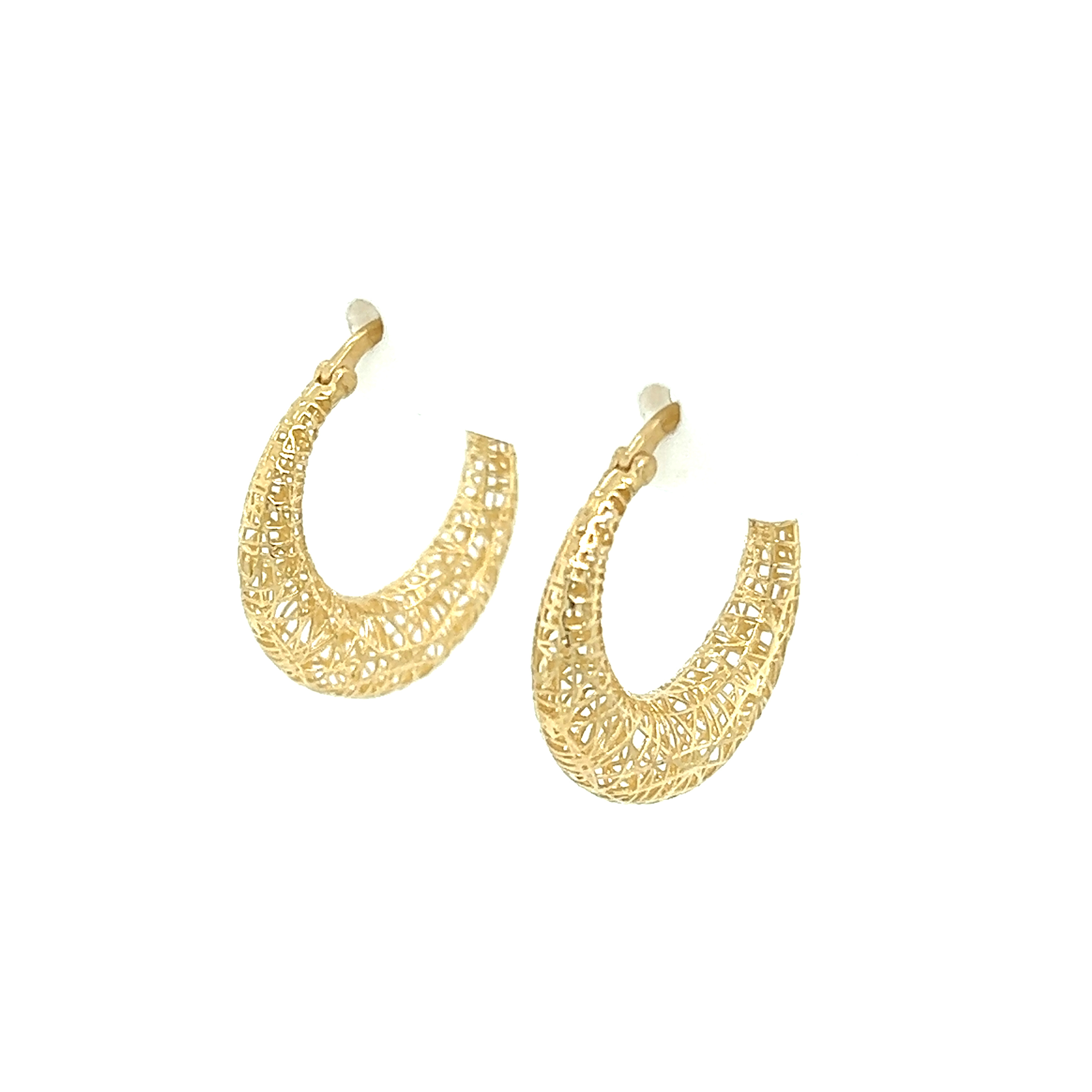 14K yellow gold 3D Lazer printed medium hoop earring