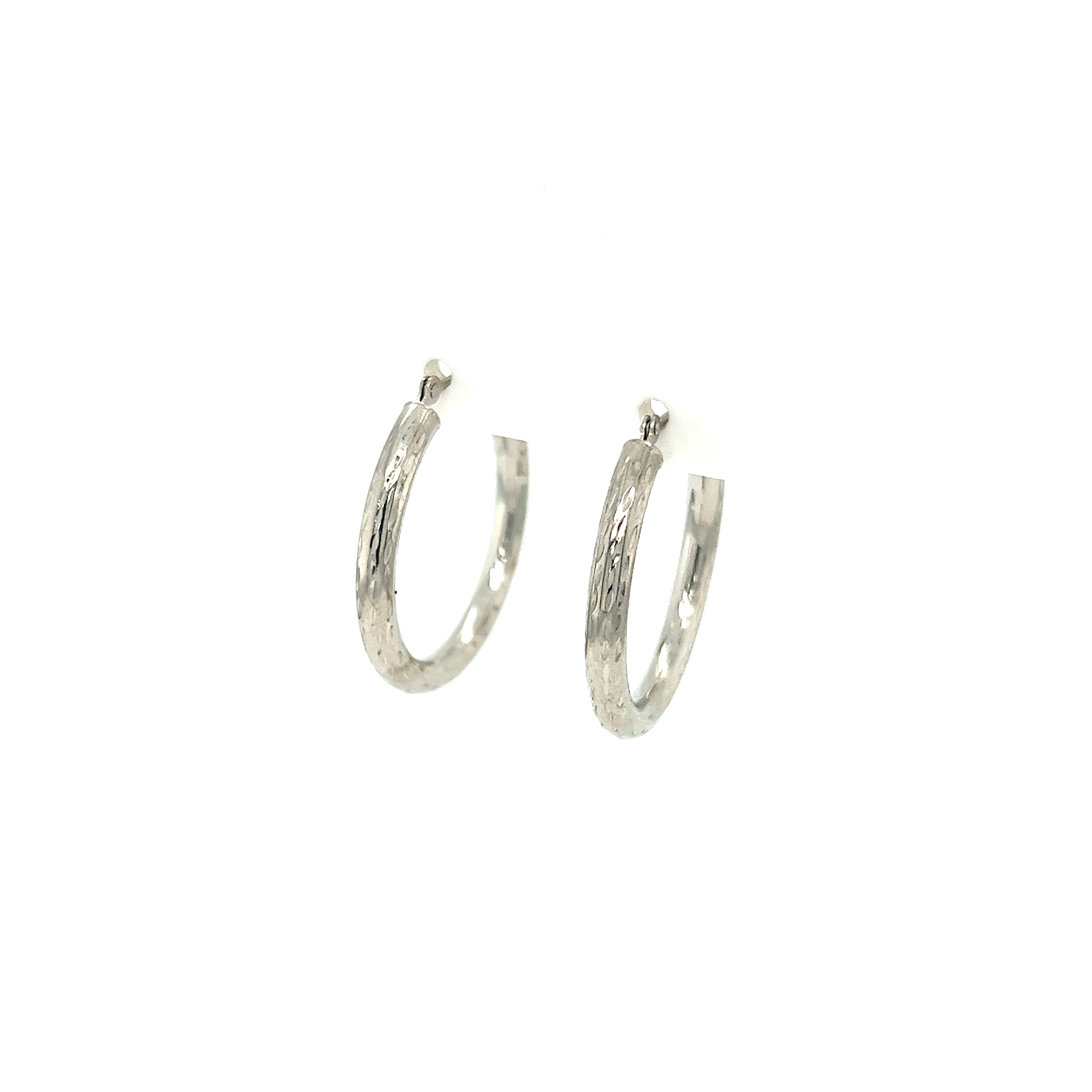14K white gold hoop earrings