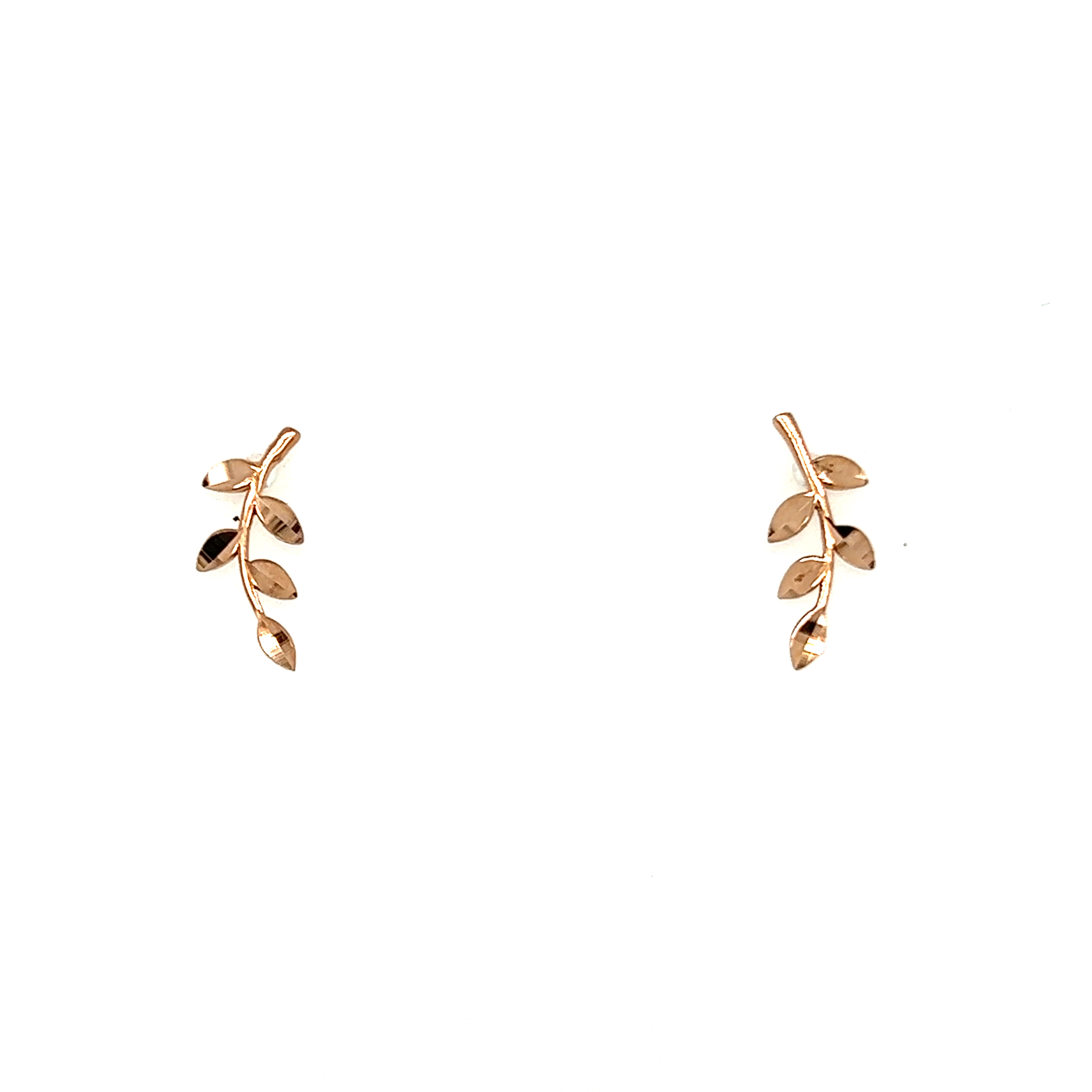 14 K Rose Gold Branch Studs