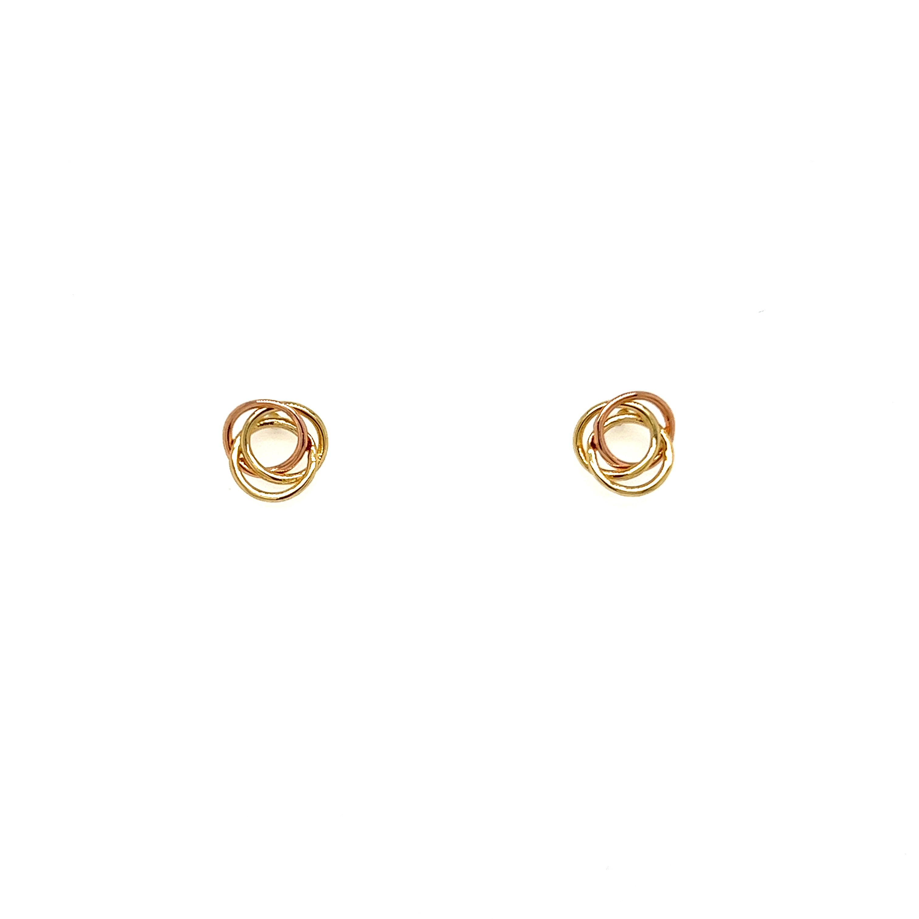 14 K rose and yellow gold circle studs