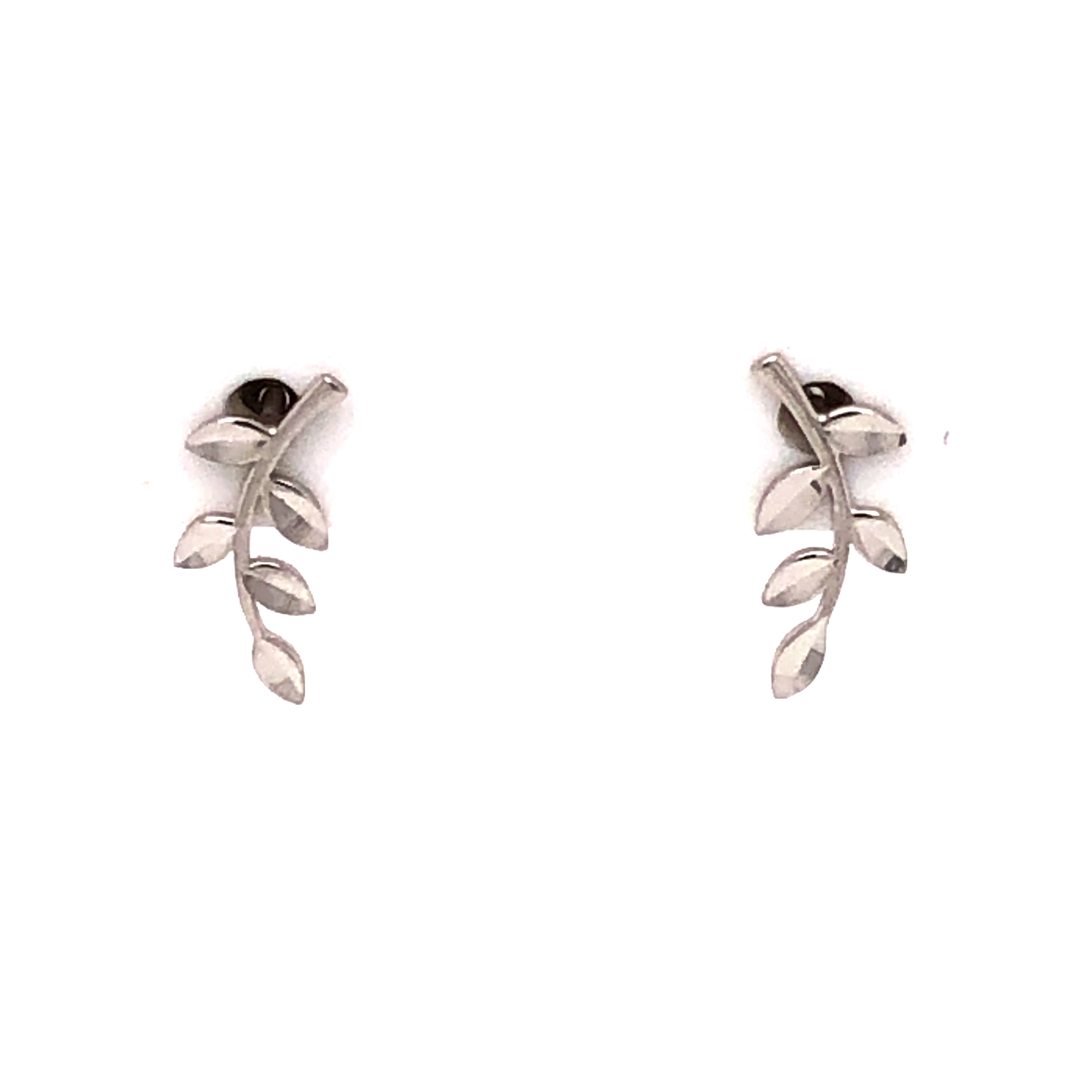 14k White Gold Branch Stud Earrings