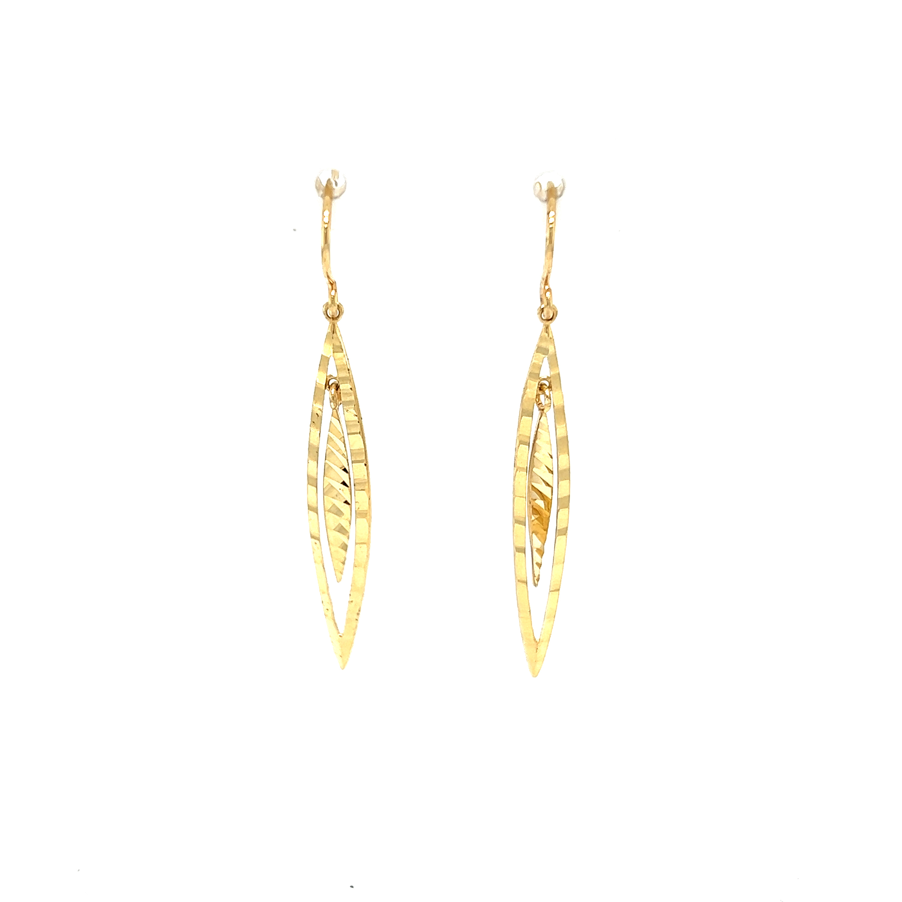 14K yellow gold  textured dangle earrings