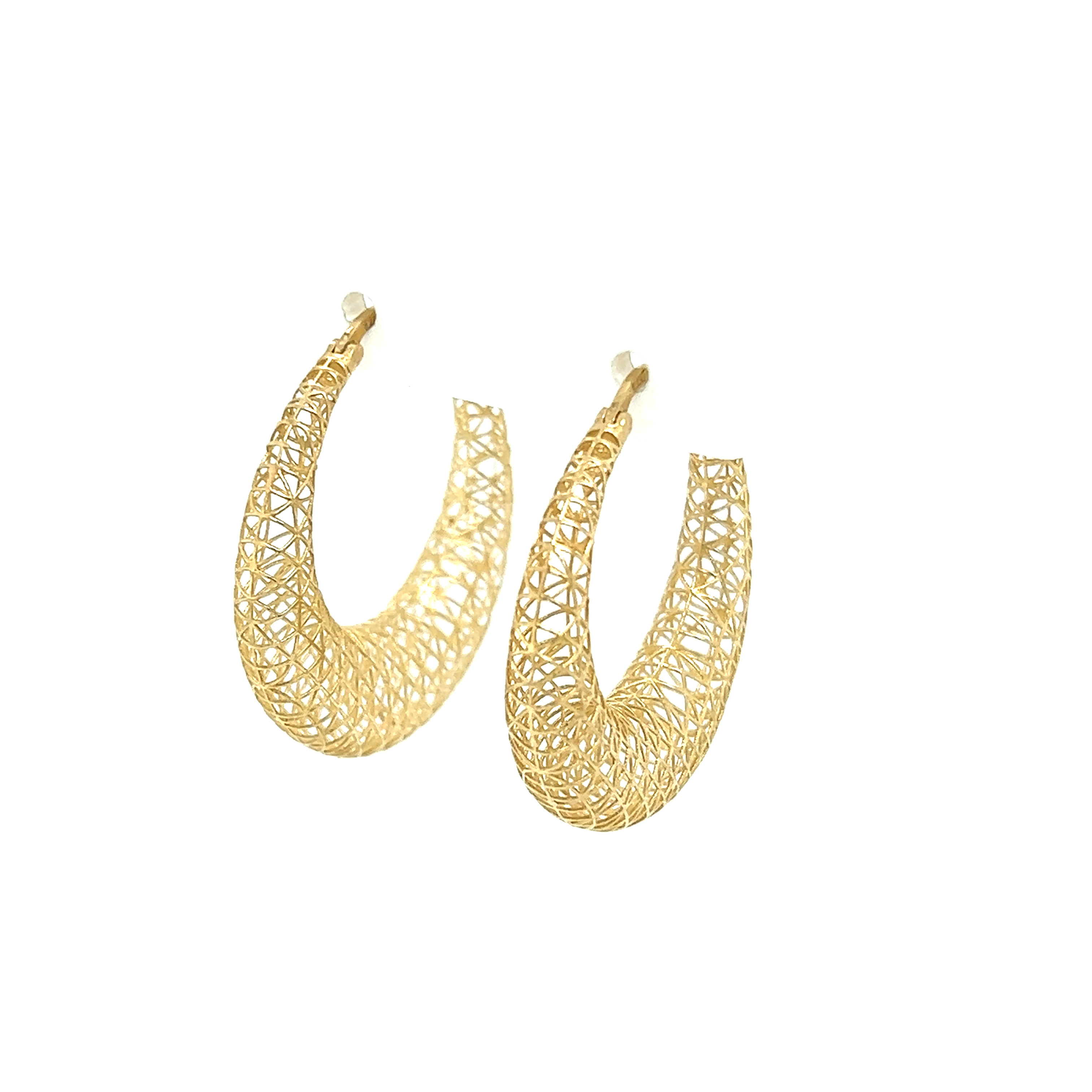 14k Yellow Gold Lazer Cutout Hoop Earrings