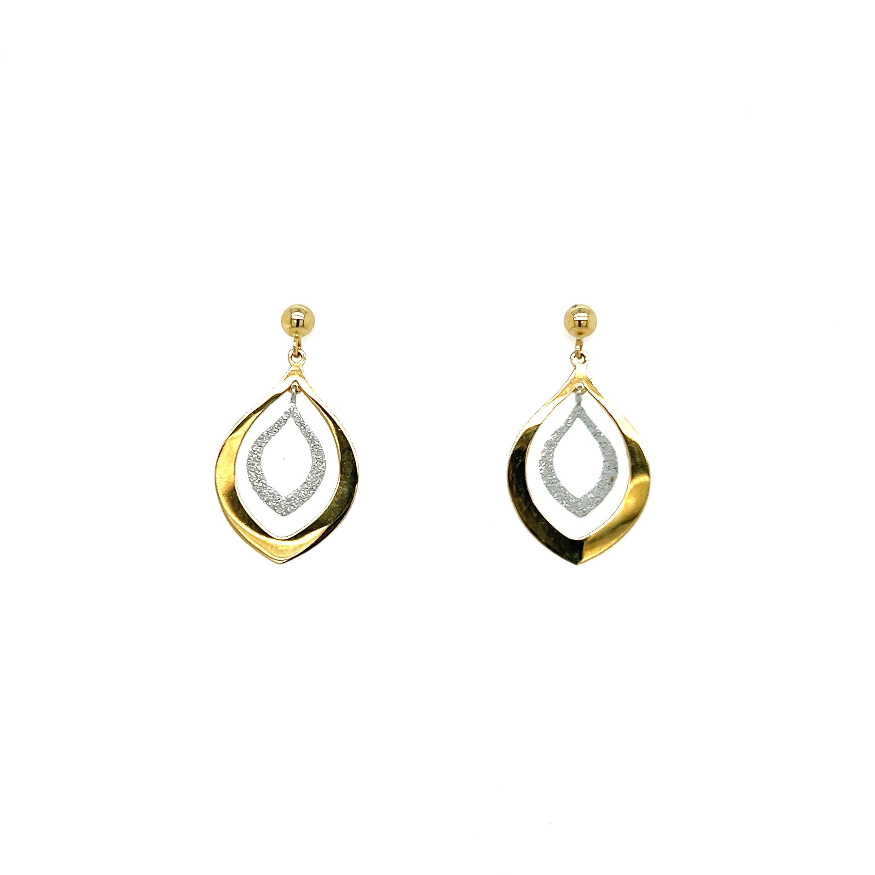 14 Yellow and white gold post dangle earrings