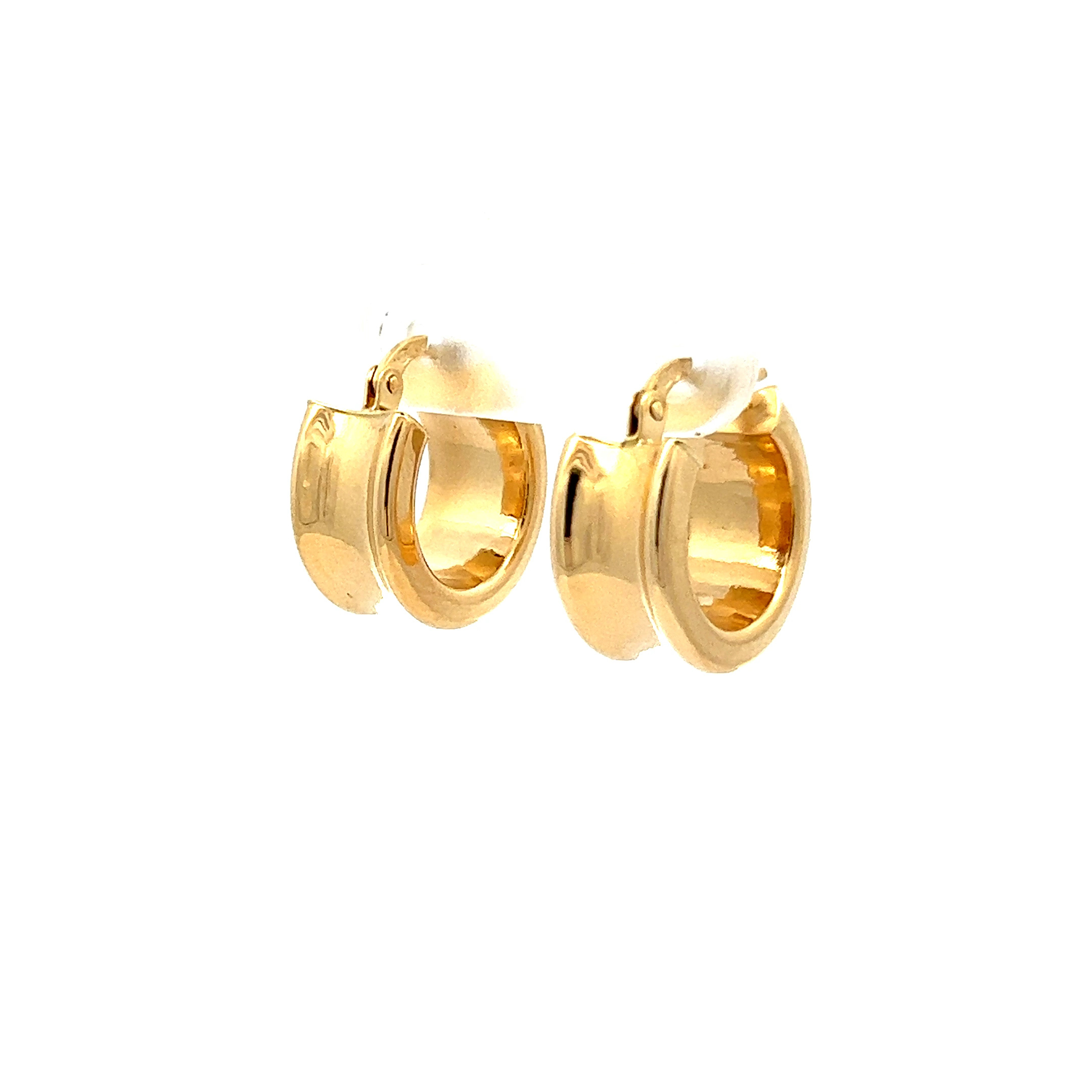 18k Yellow Gold Wide Huggie Earrings