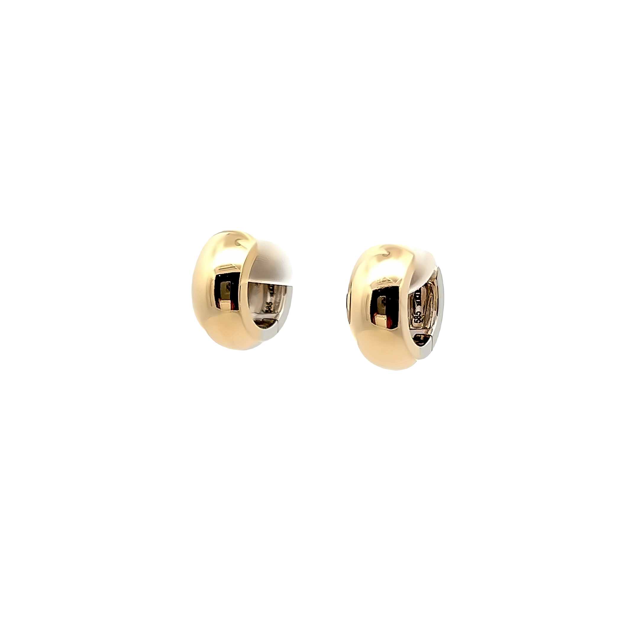 14 karat two tone gold hoops. Front yellow gold and the back is white gold. 13x5.5