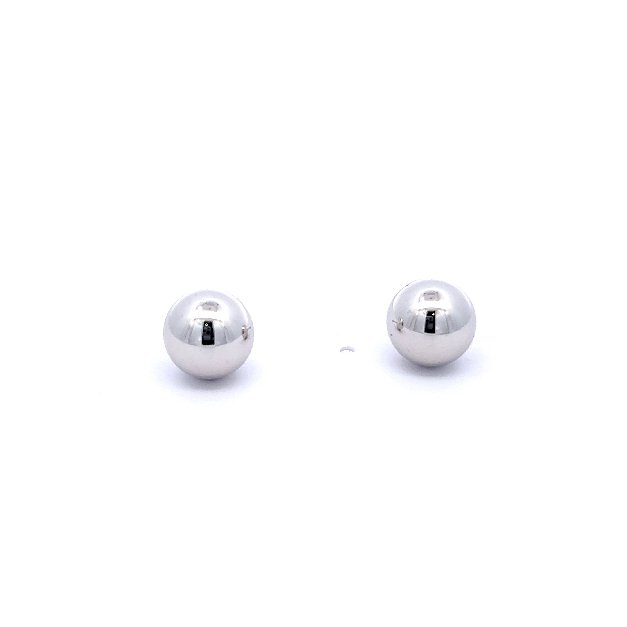14 karat white gold 9mm ball stud earrings
