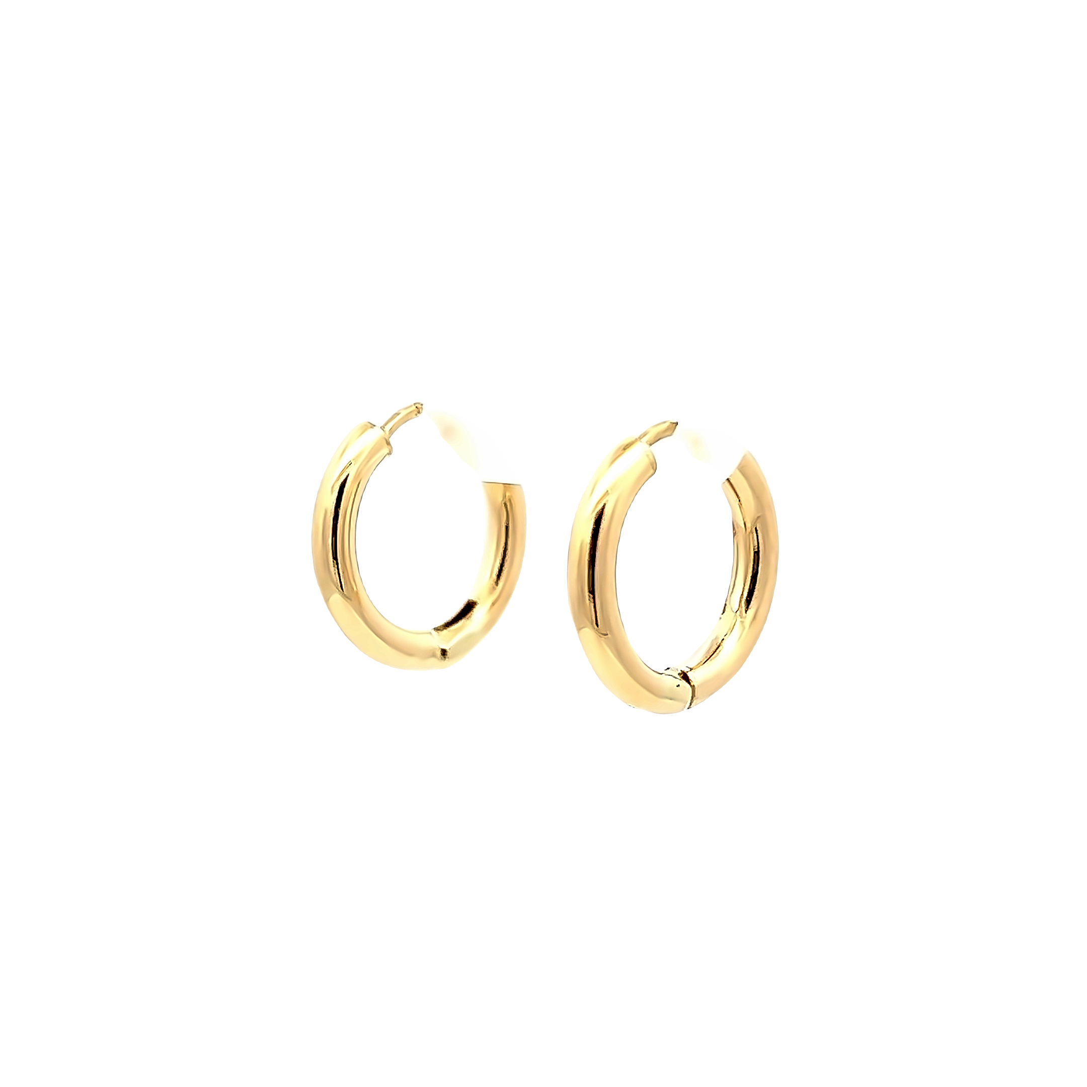 14 karat yellow gold 16 mm rounded hoop earrings