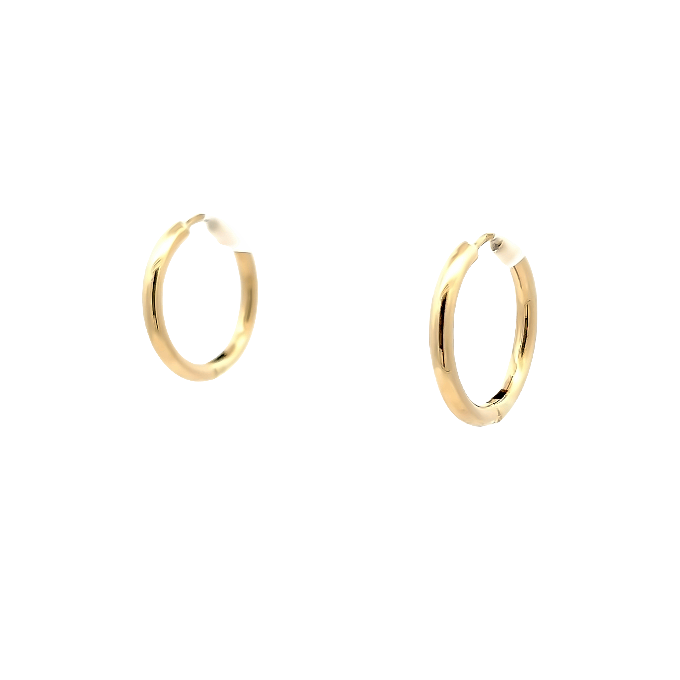 14 karat yellow gold 30 mm rounded hoop earrings.