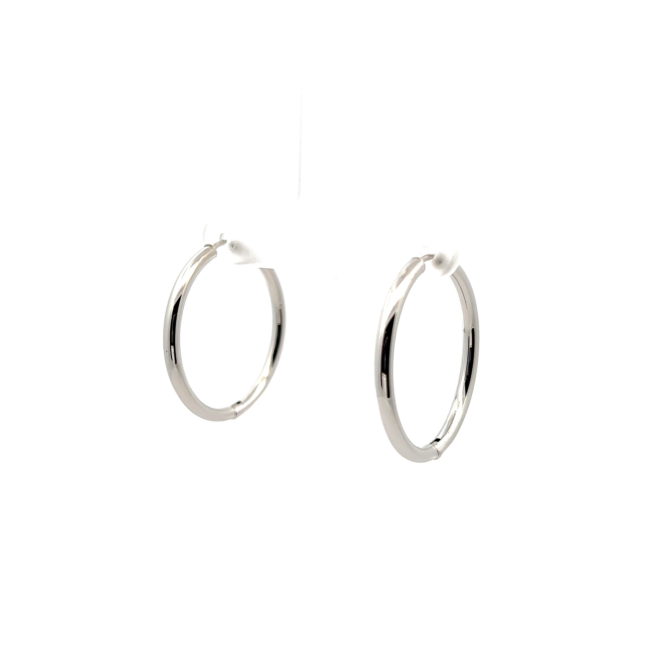 14 karat white gold 30mm hoop earrings