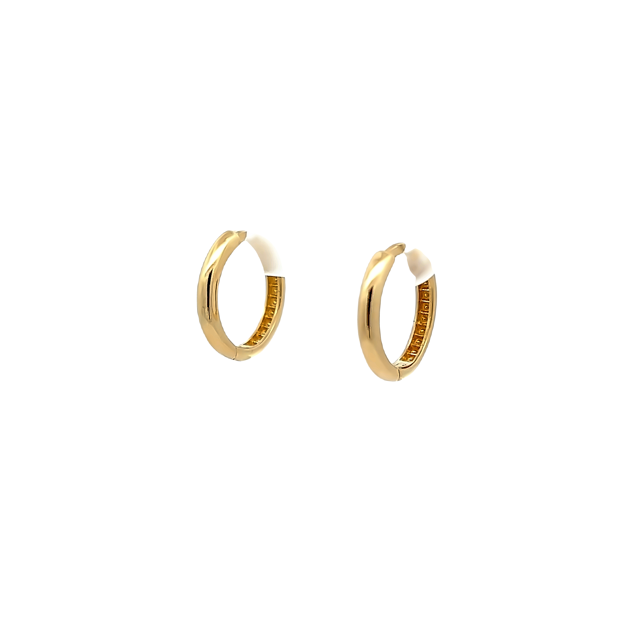 14 karat yellow gold 13.10mm hoop earrings.