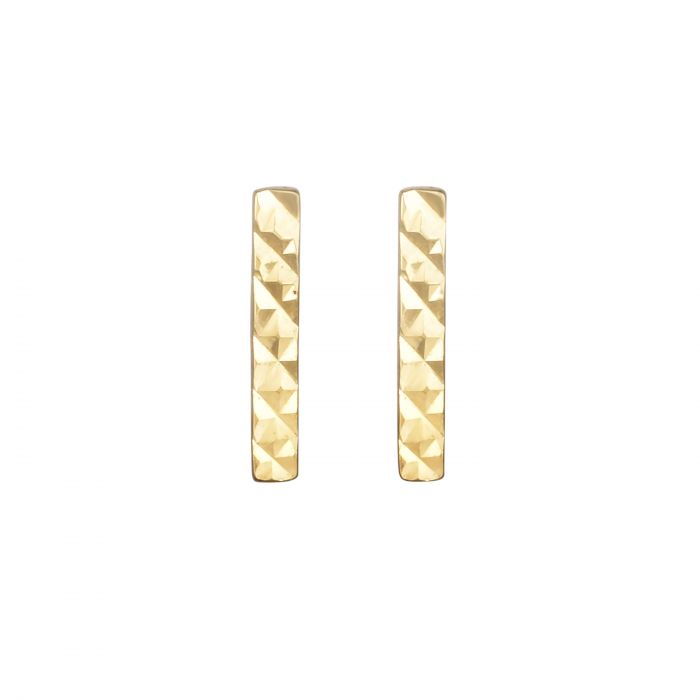 14k Yellow Gold Vertical Bar Stud Earrings