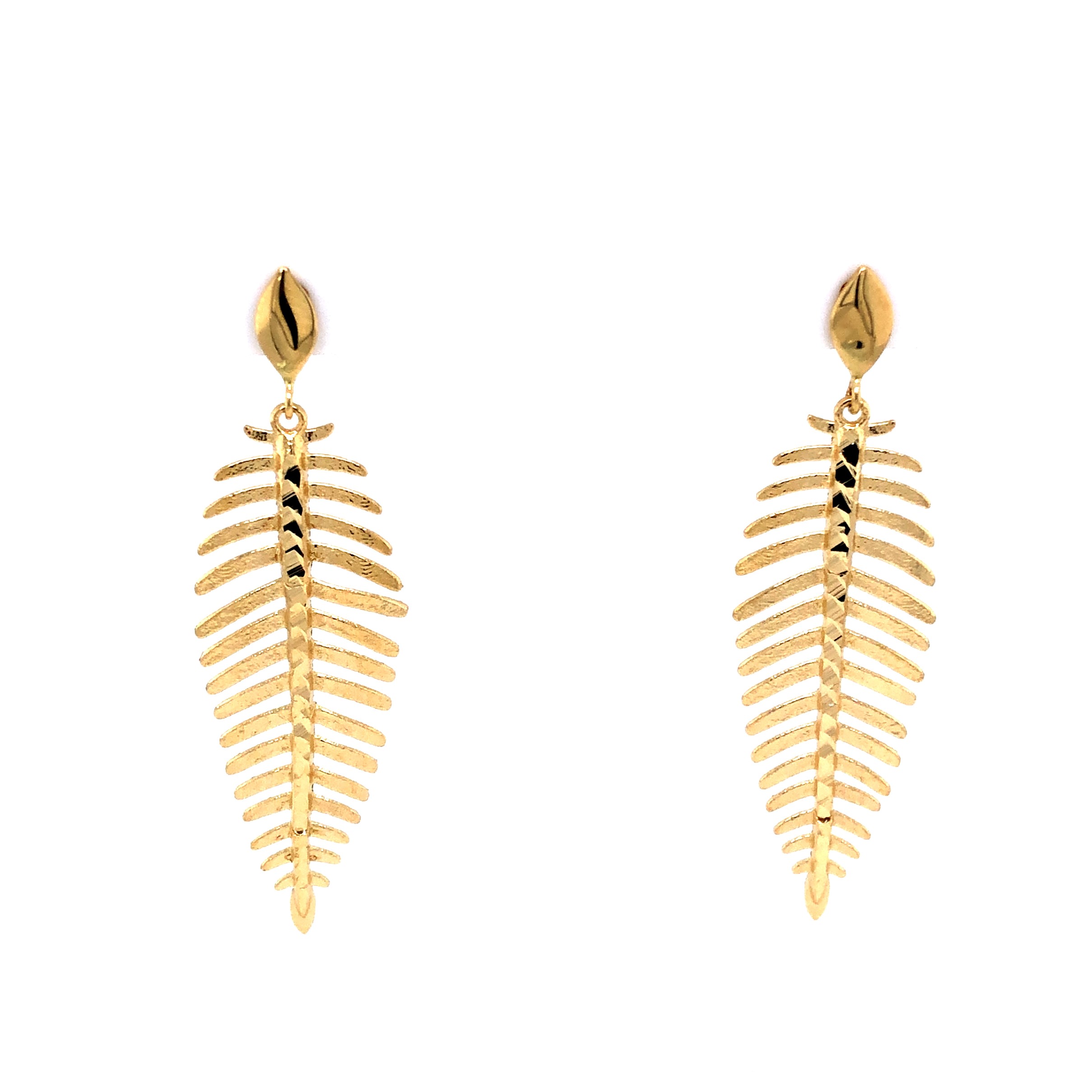 14k Yellow Gold Dangle Branch Earrings