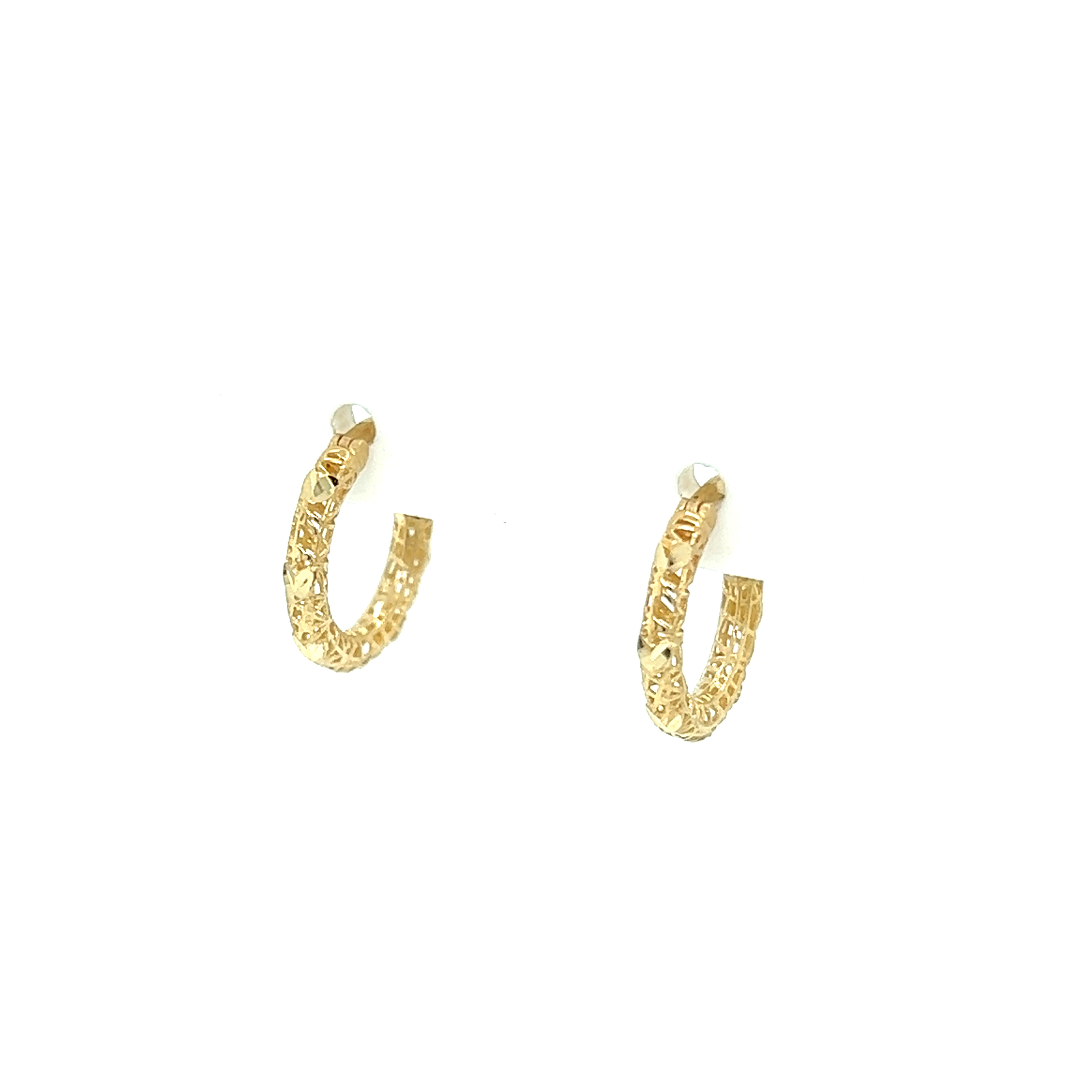 14 karat yellow gold  lazer printed hoop earrings