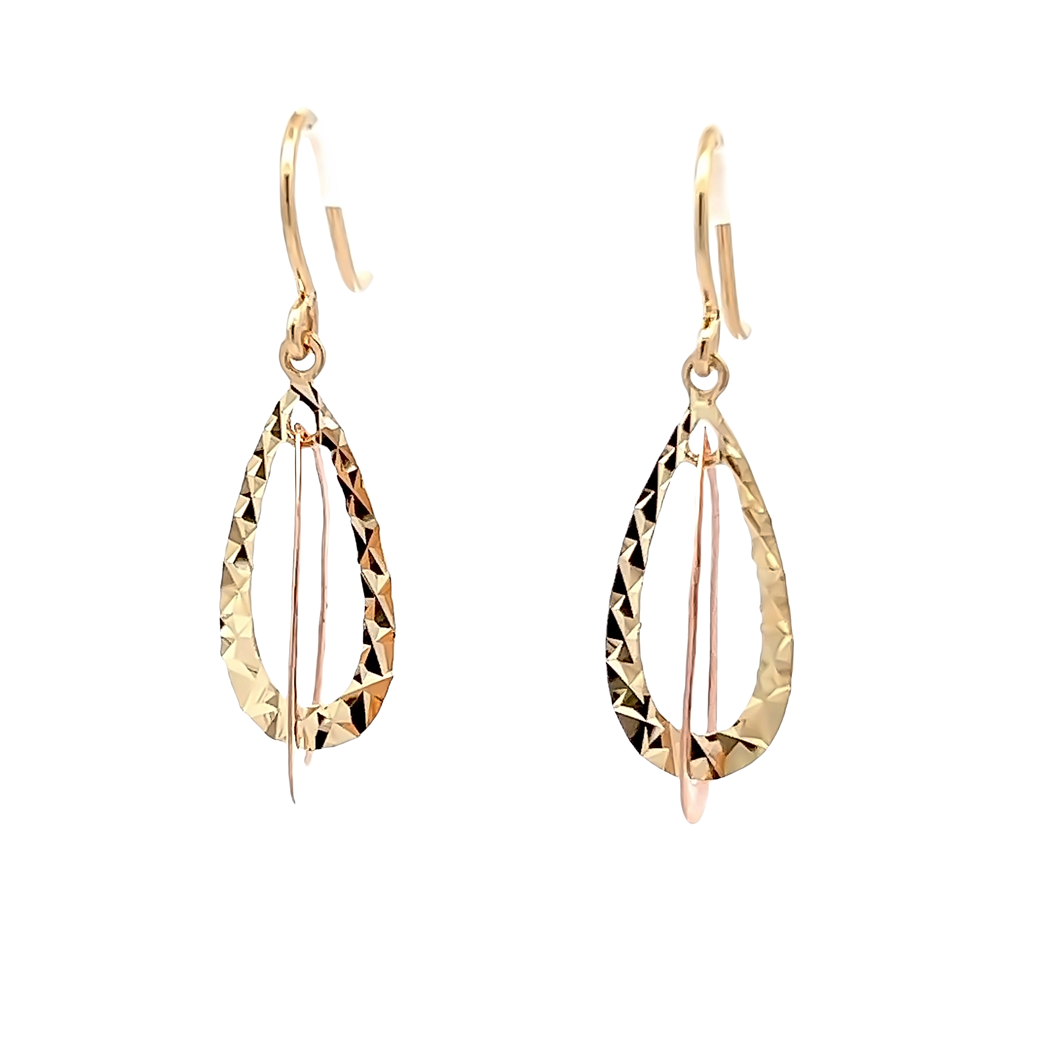 14k Two-tones Gold Dangle Earrings