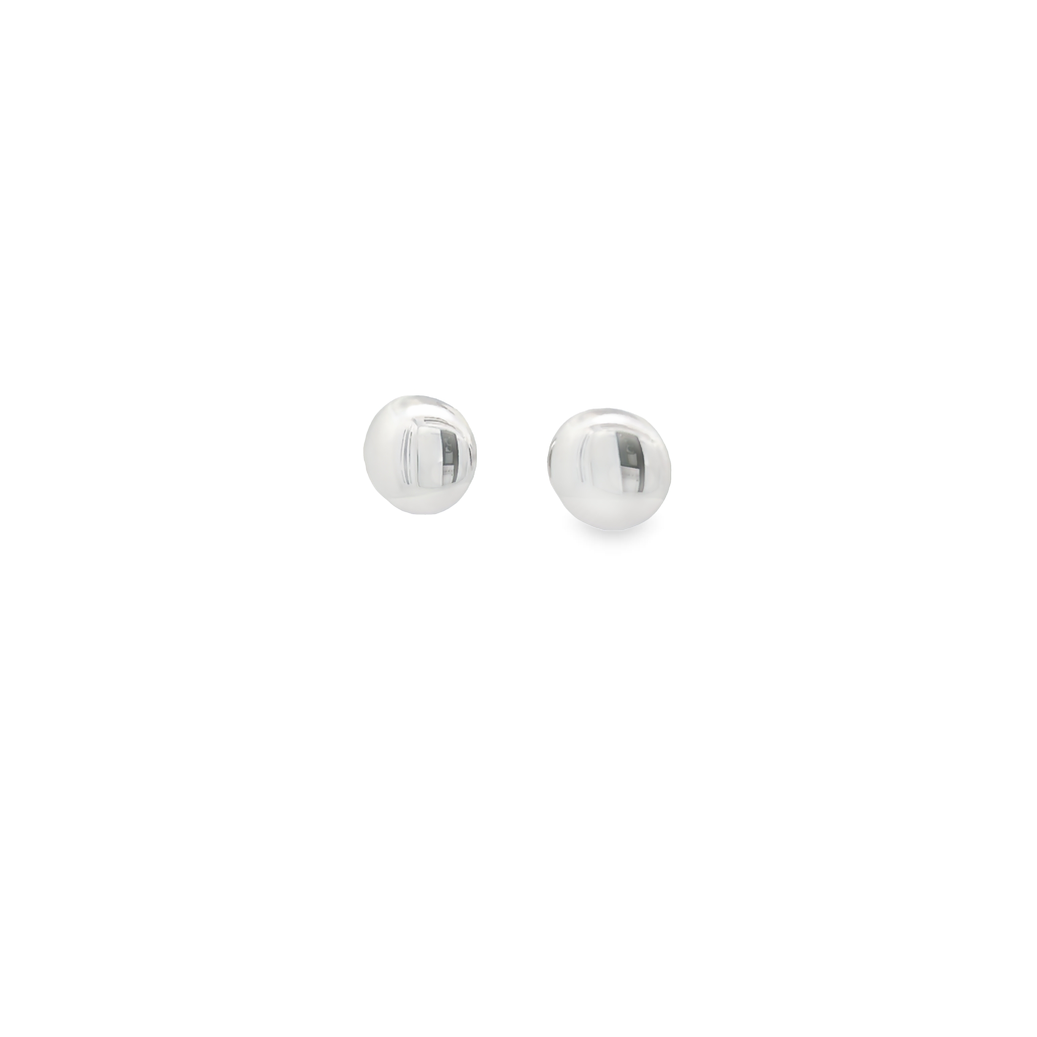 14 Karat White Gold 10mm Button Studs.