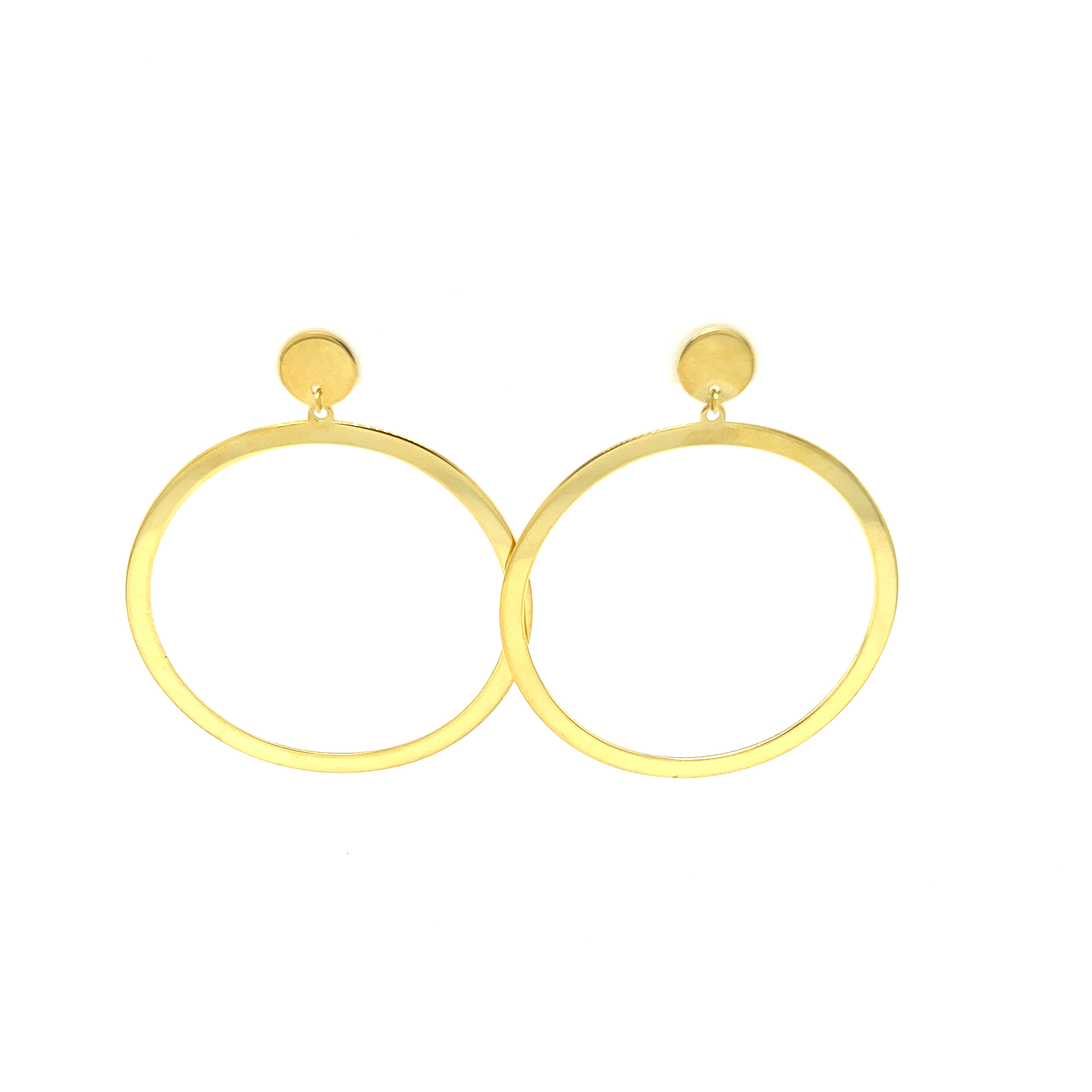 14 Karat yellow gold 40mm circle earrings