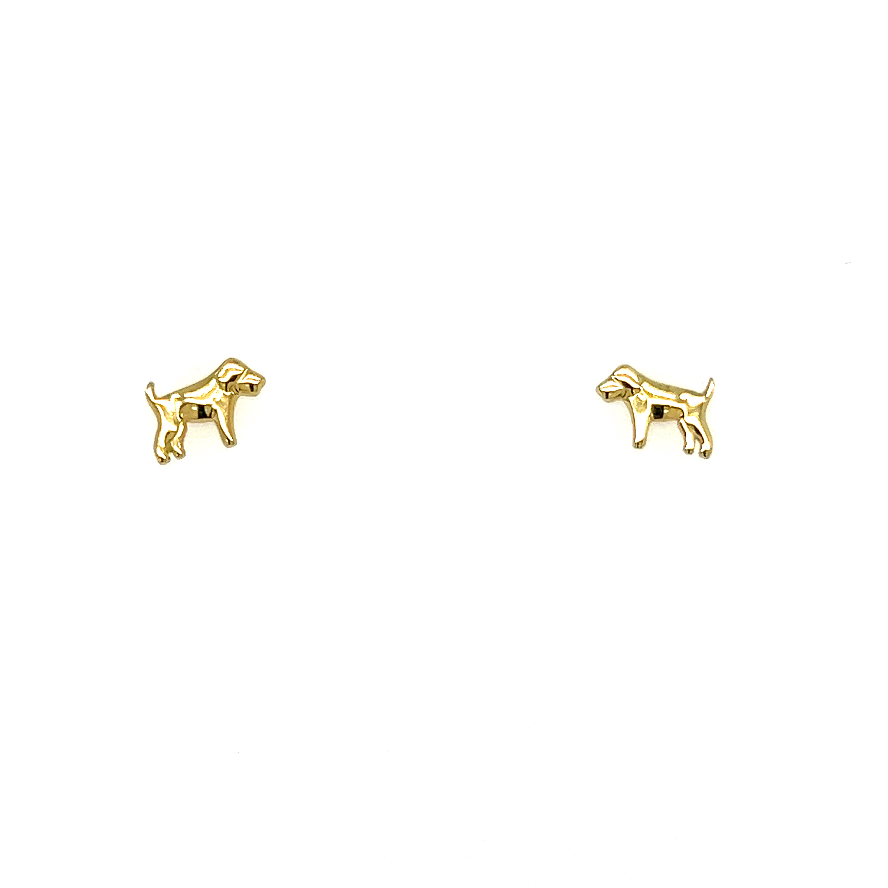 14k Yellow Gold Dog Stud Earrings