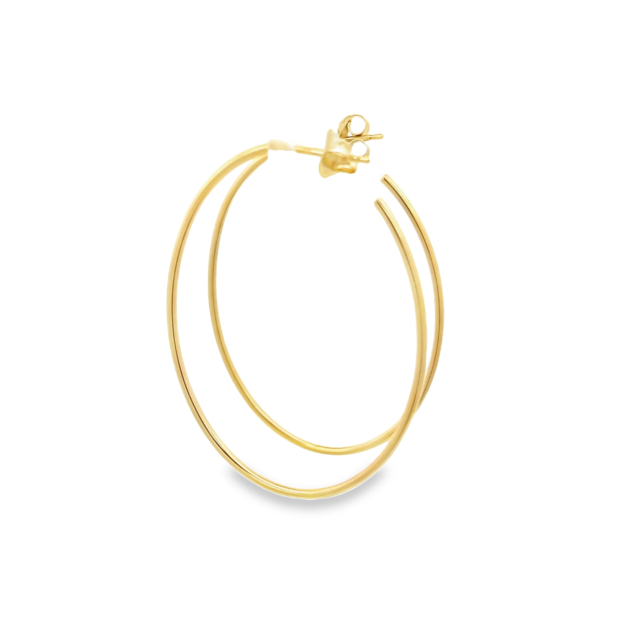 14k Yellow Gold Oval Hoop Earrings