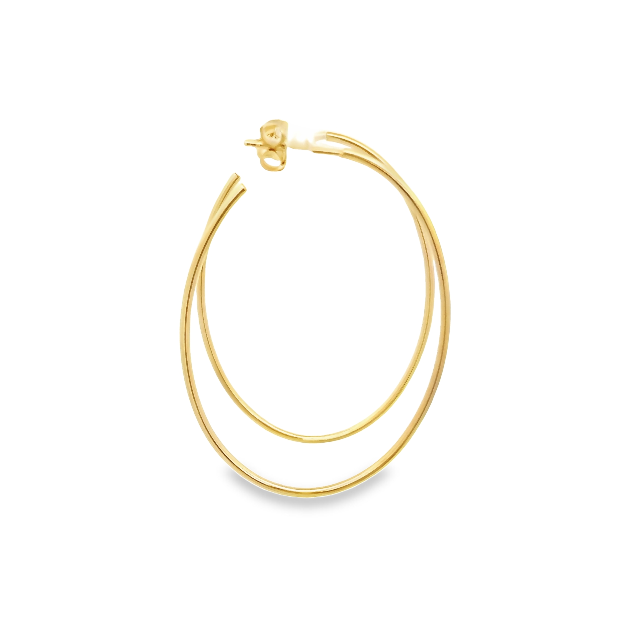 14k Yellow Gold Oval Hoop Earrings