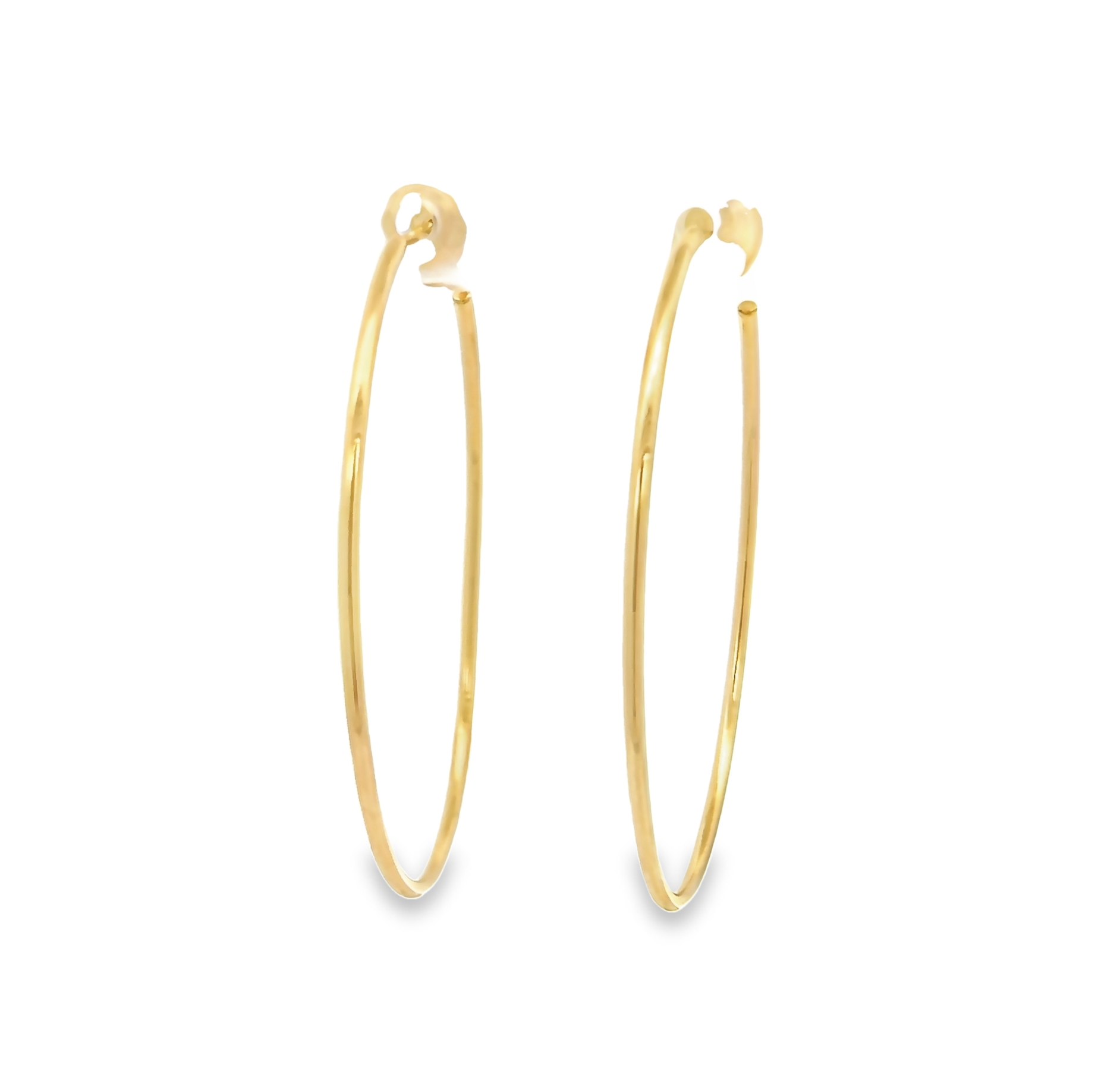 14k Yellow Gold Oval Hoop Earrings