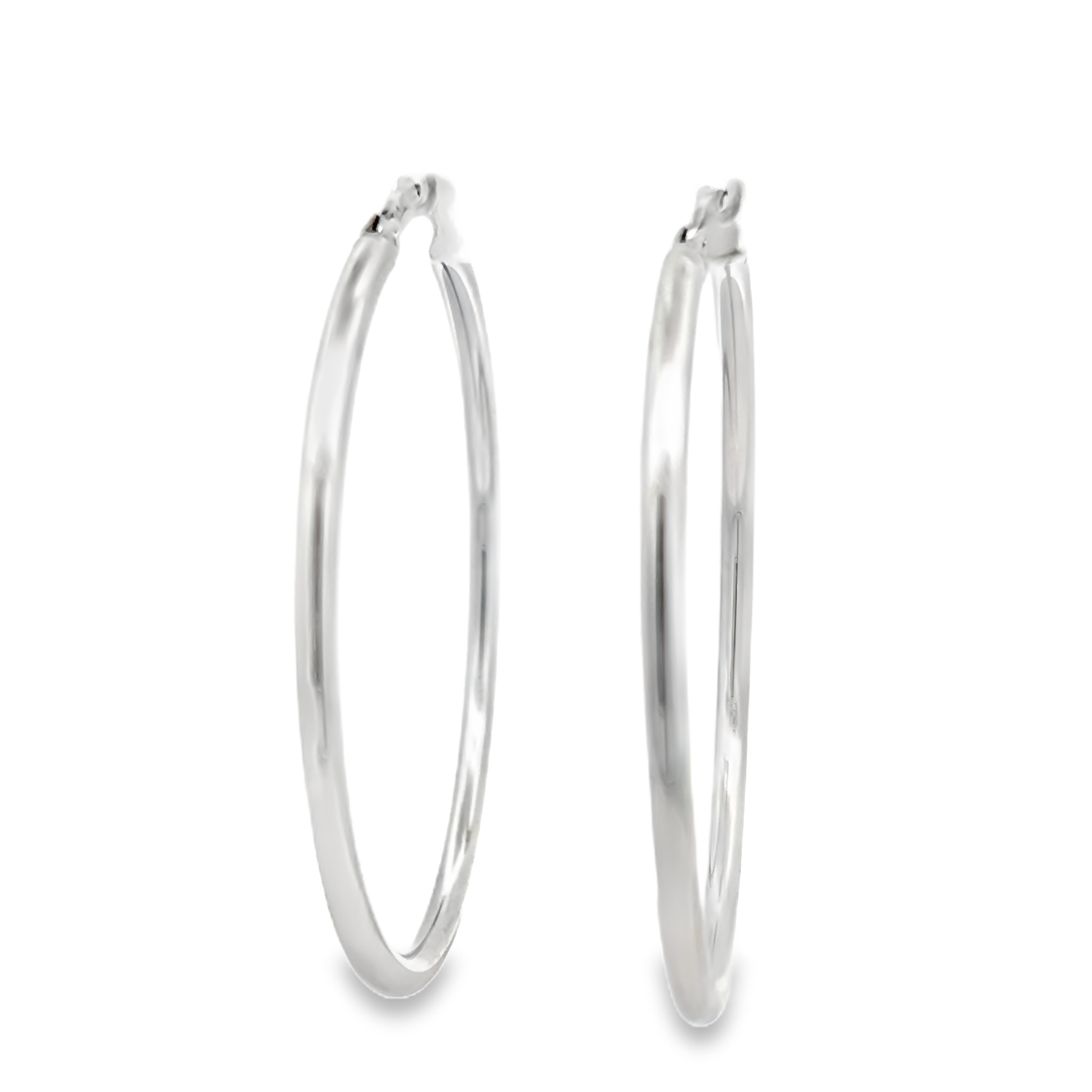 14k White Gold Large Hoop Earrings