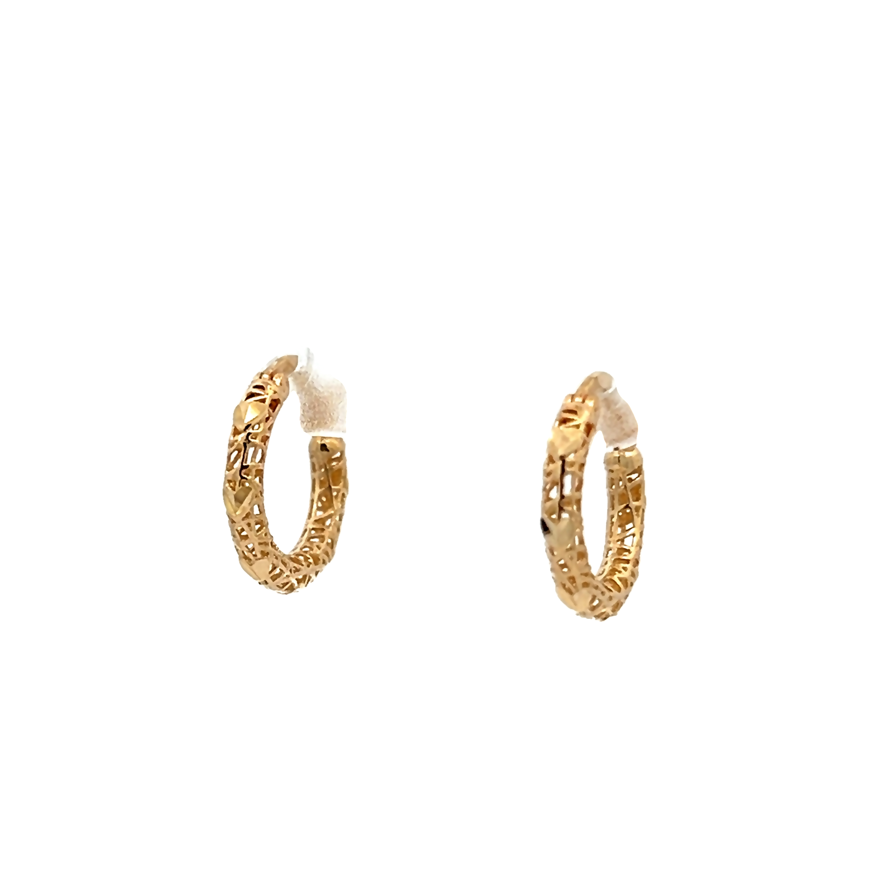 14k Yellow Gold Laser Cut Hoop Earrings