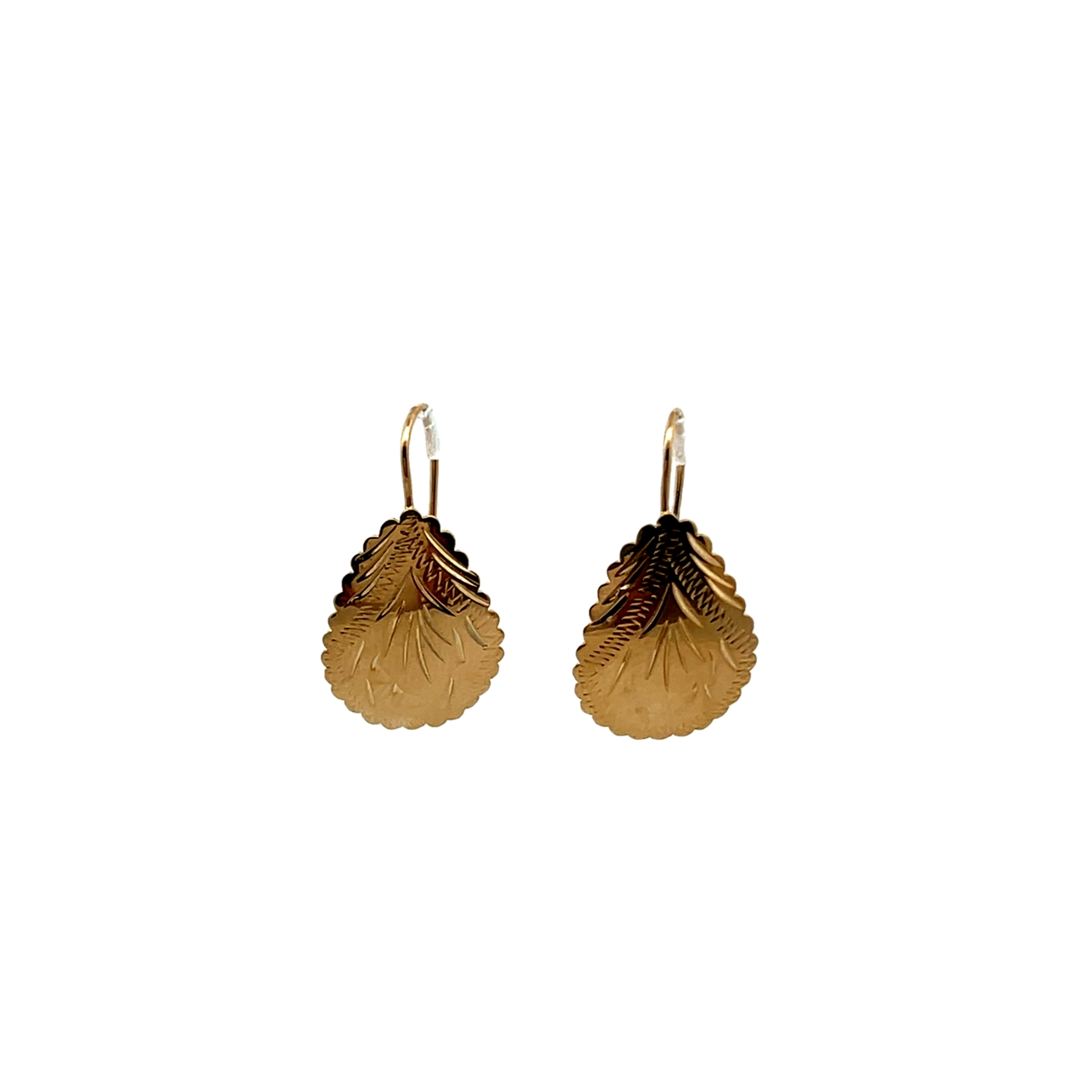 14k Yellow Gold Diamond Cut Earrings