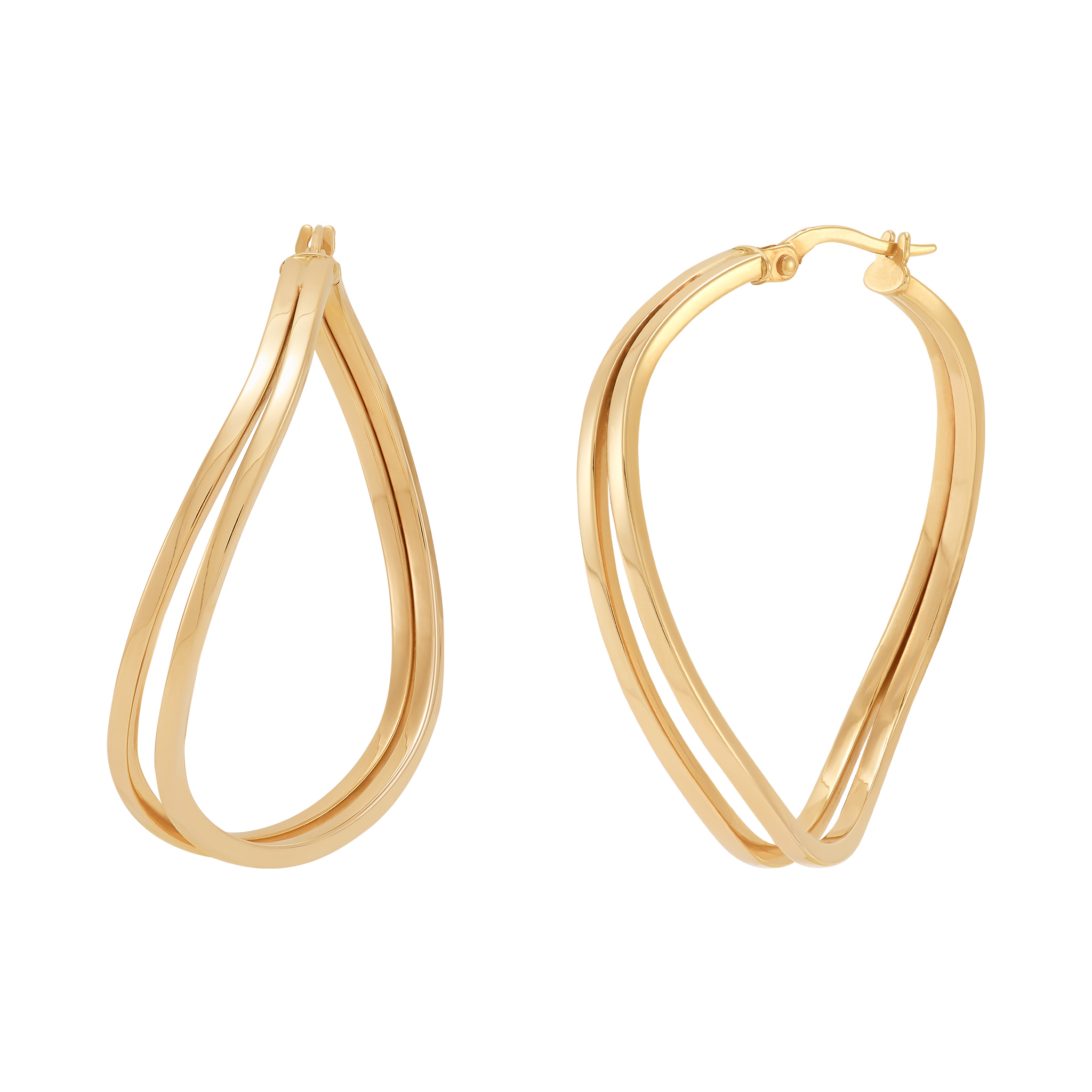 14k Yellow Gold Curve Hoop Earrings